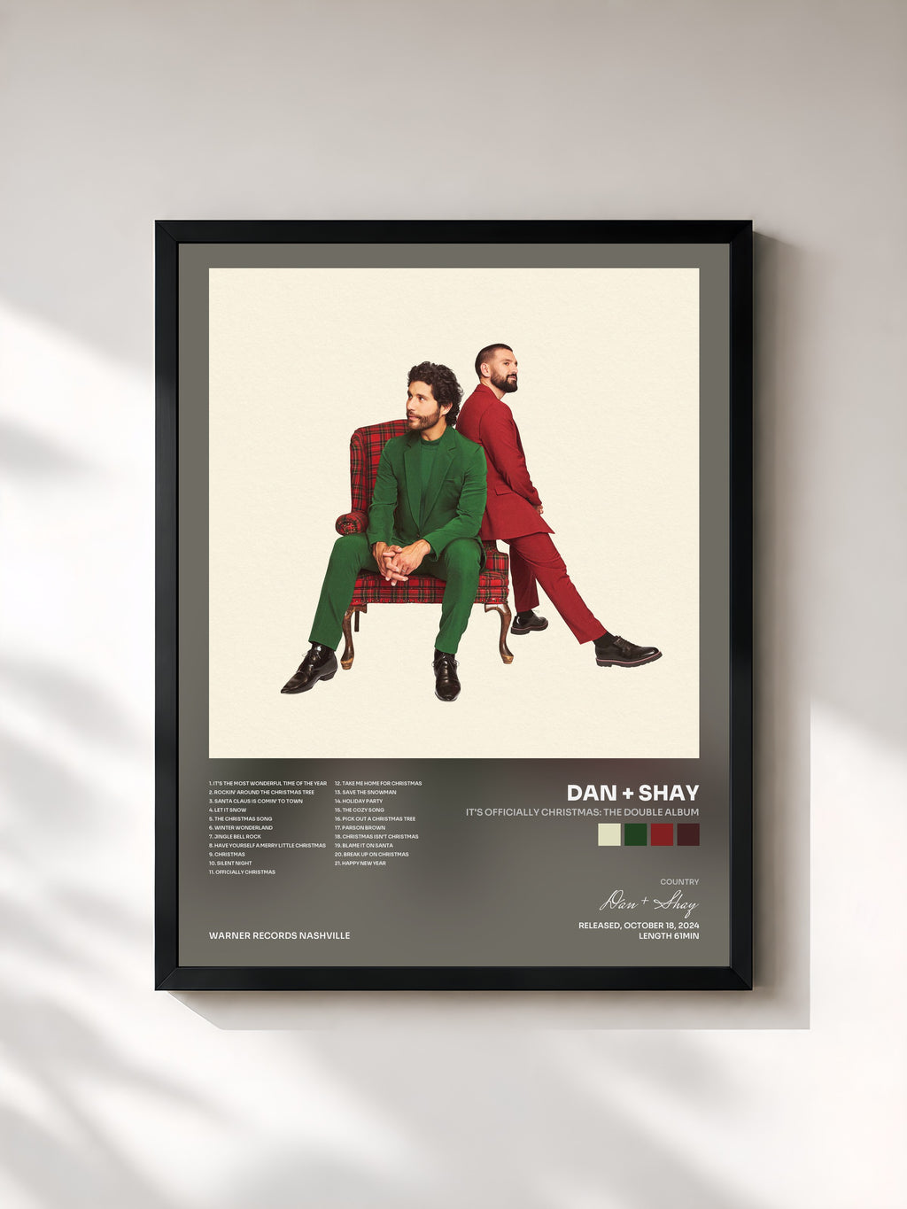 #noir Tableau de l'album It's Officially Christmas: The Double Album de Dan + Shay, cadre noir, imprimé et encadré en France