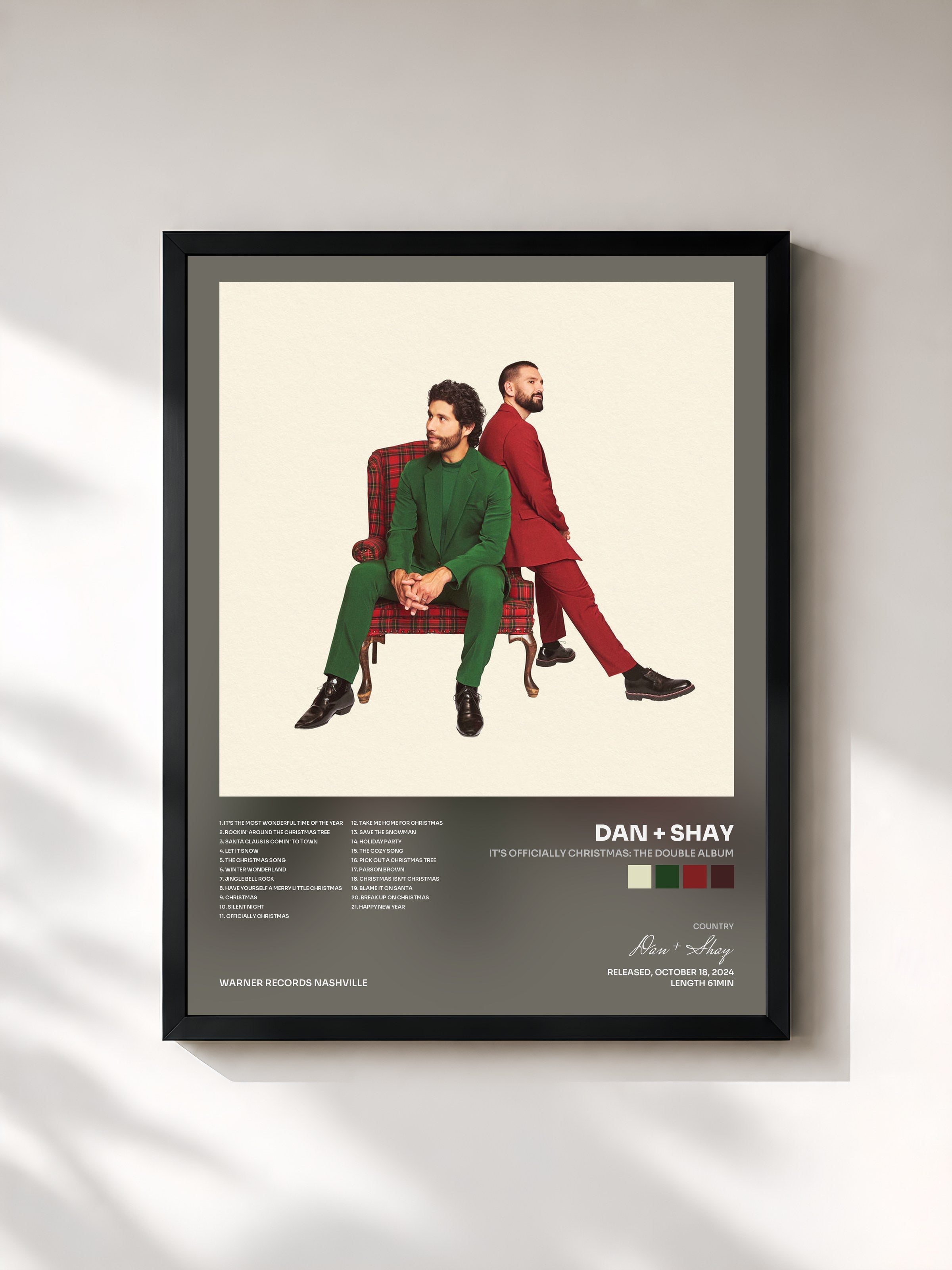 #noir Tableau de l'album It's Officially Christmas: The Double Album de Dan + Shay, cadre noir, imprimé et encadré en France