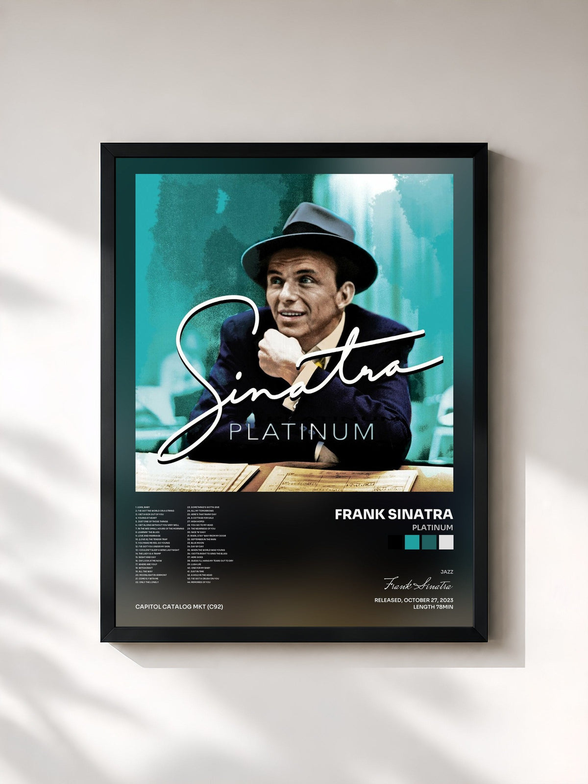 #noir Tableau de l'album Platinum de Frank Sinatra, cadre noir, imprimé et encadré en France