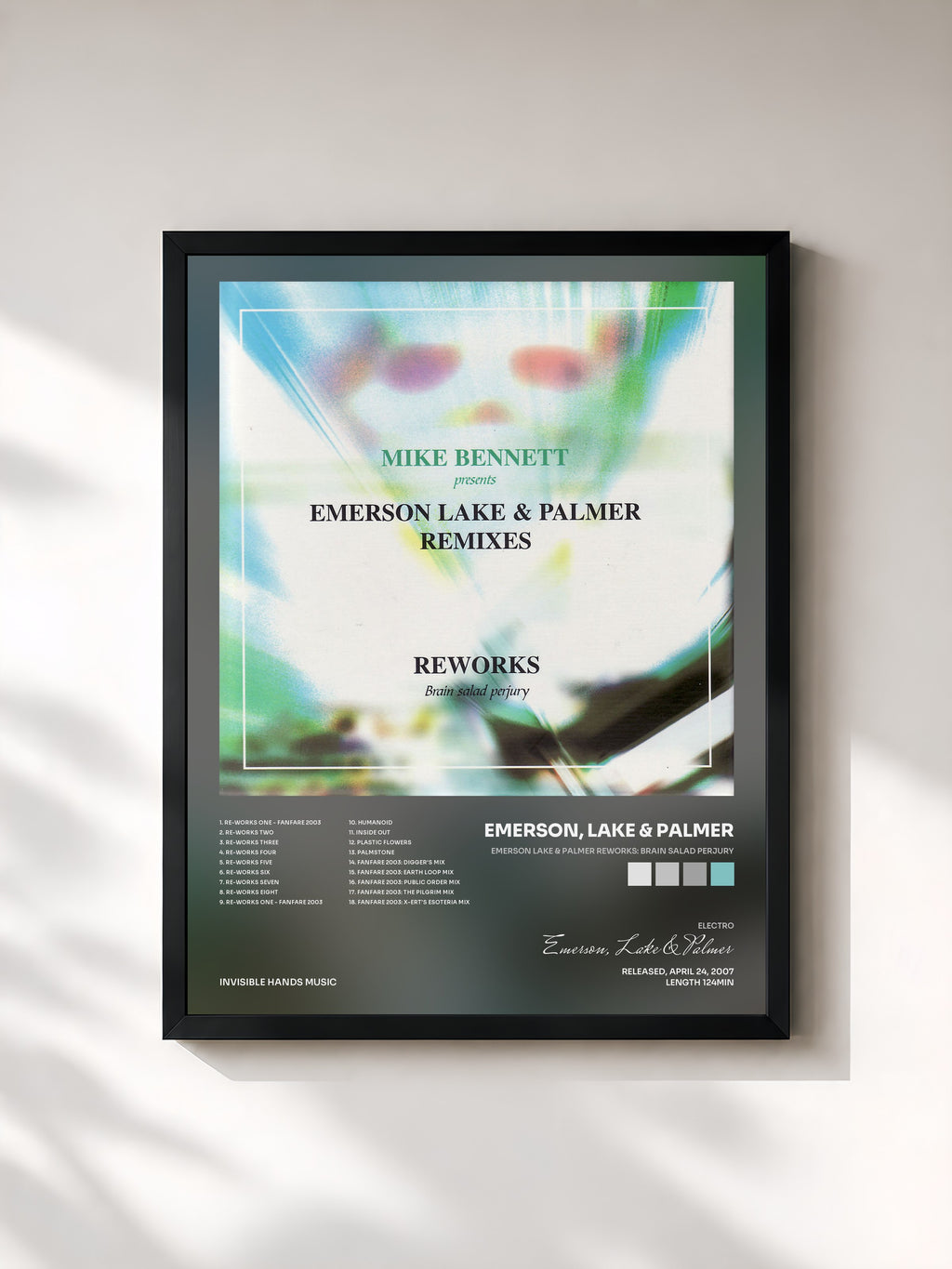 #noir Tableau de l'album Emerson Lake & Palmer Reworks: Brain Salad Perjury de Emerson, Lake & Palmer, cadre noir, imprimé et encadré en France