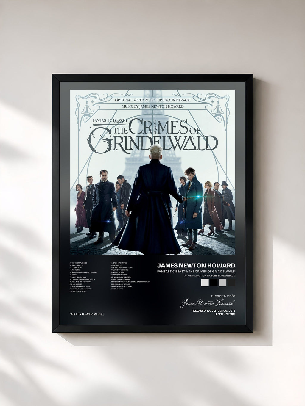 #noir Fantastic Beasts: The Crimes Of Grindelwald (Original Motion Picture Soundtrack) von James Newton Howard als gerahmter Kunstdruck, schwarzer Rahmen, gedruckt und gerahmt in Frankreich