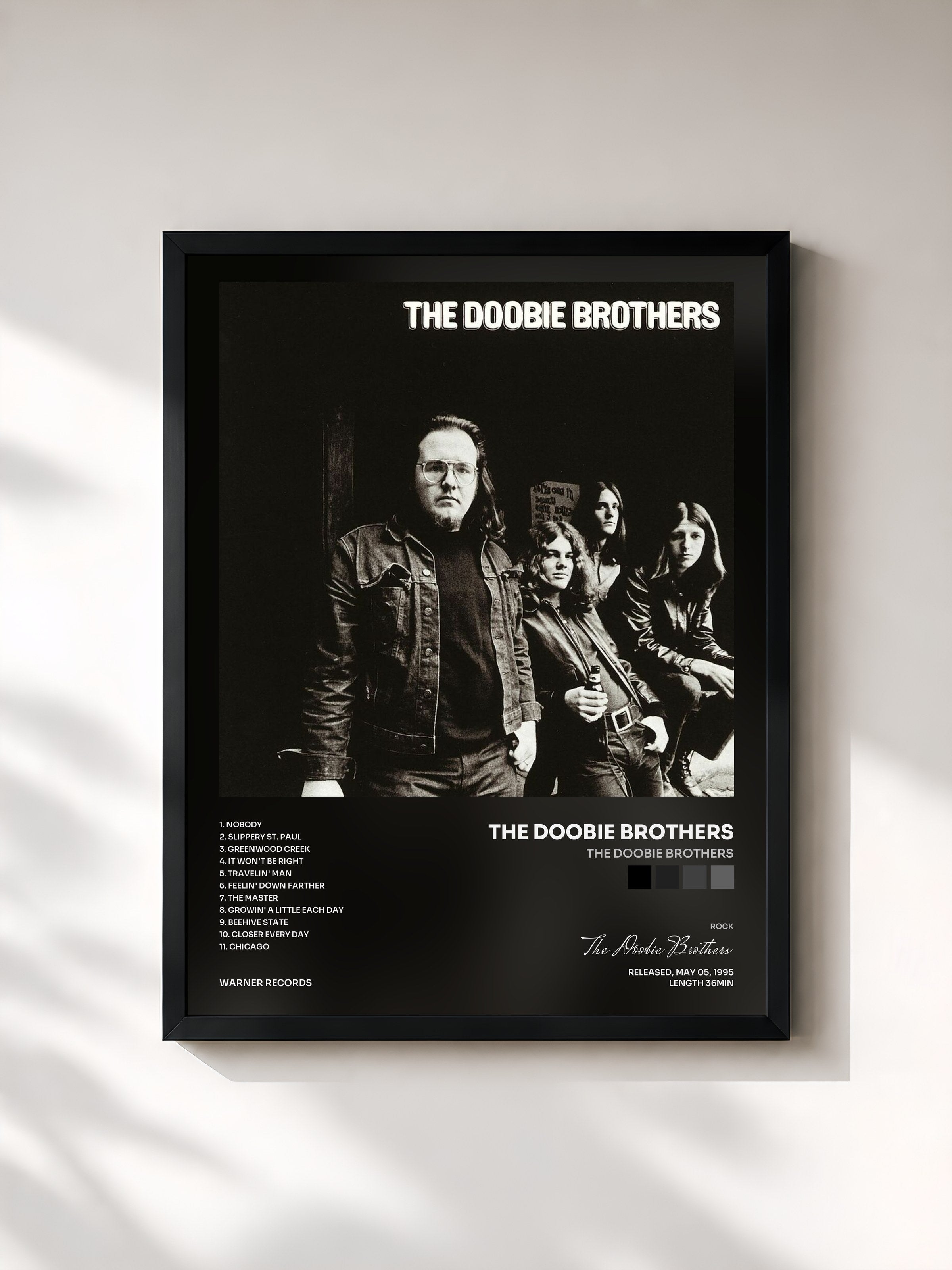 #noir Tableau de l'album The Doobie Brothers de The Doobie Brothers, cadre noir, imprimé et encadré en France