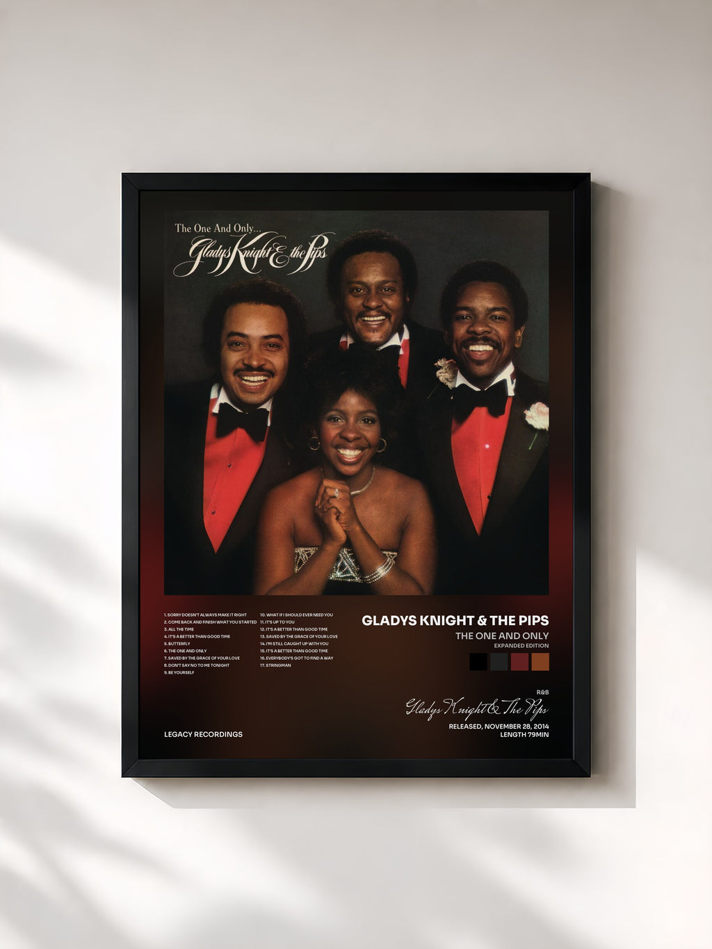 #noir Tableau de l'album The One And Only (Expanded Edition) de Gladys Knight & The Pips, cadre noir, imprimé et encadré en France
