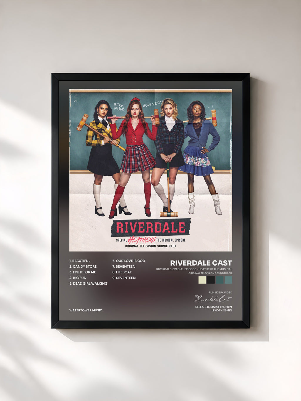 #noir Tableau de l'album Riverdale: Special Episode - Heathers the Musical (Original Television Soundtrack) de Riverdale Cast, cadre noir, imprimé et encadré en France