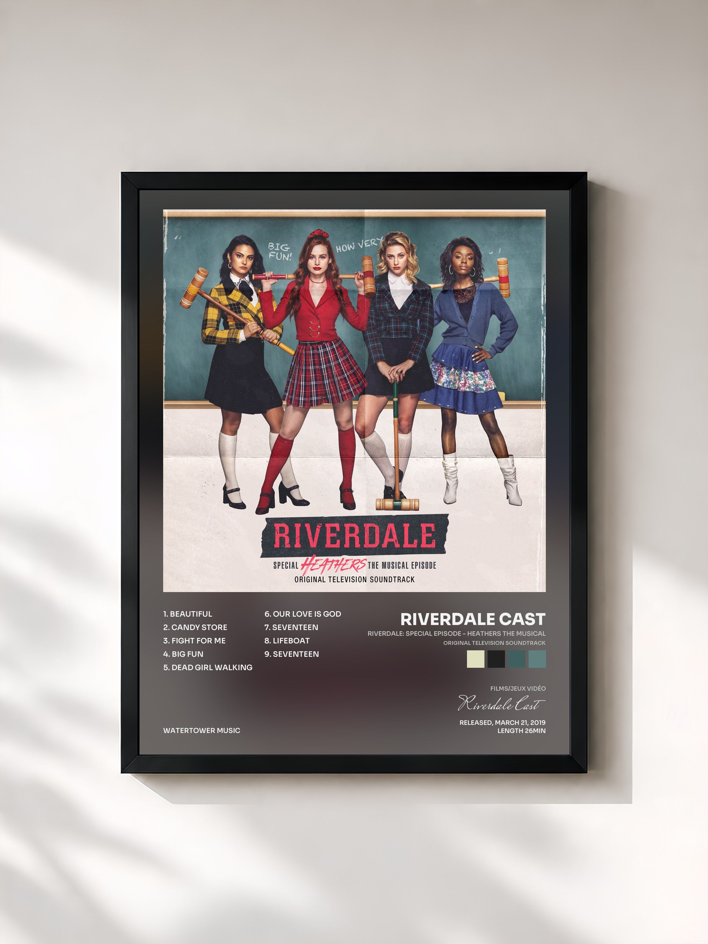 #noir Tableau de l'album Riverdale: Special Episode - Heathers the Musical (Original Television Soundtrack) de Riverdale Cast, cadre noir, imprimé et encadré en France