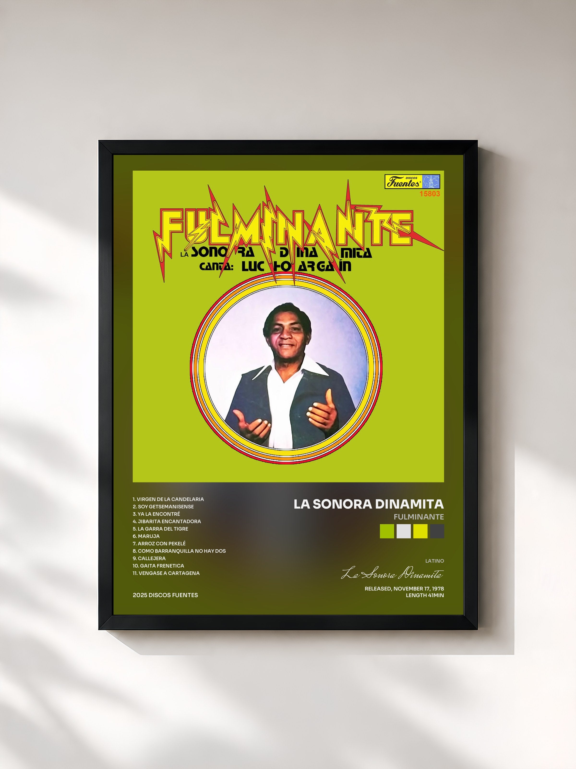 #noir Tableau de l'album Fulminante de La Sonora Dinamita, cadre noir, imprimé et encadré en France