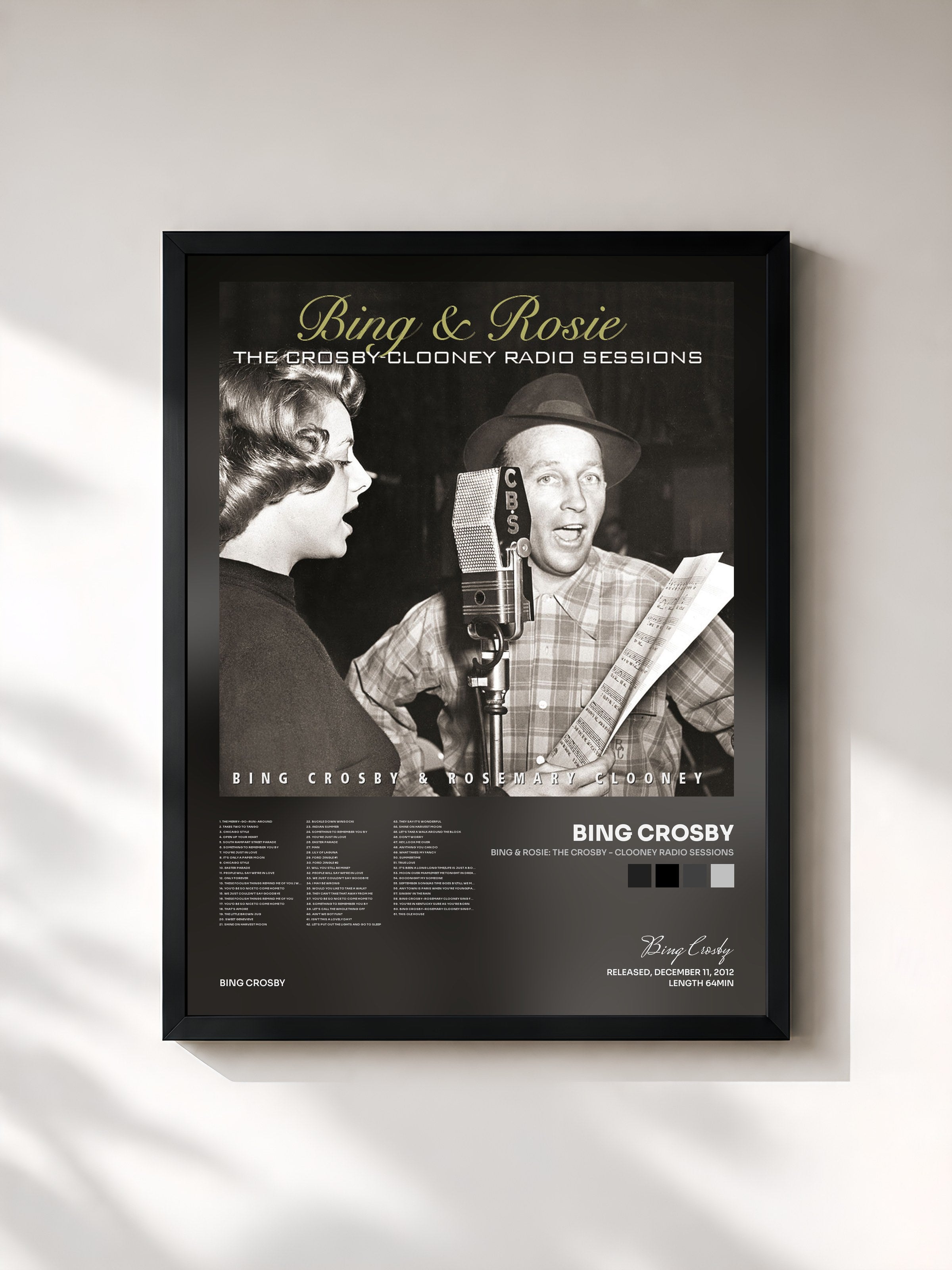 #noir Tableau de l'album Bing & Rosie: The Crosby - Clooney Radio Sessions de Bing Crosby, cadre noir, imprimé et encadré en France
