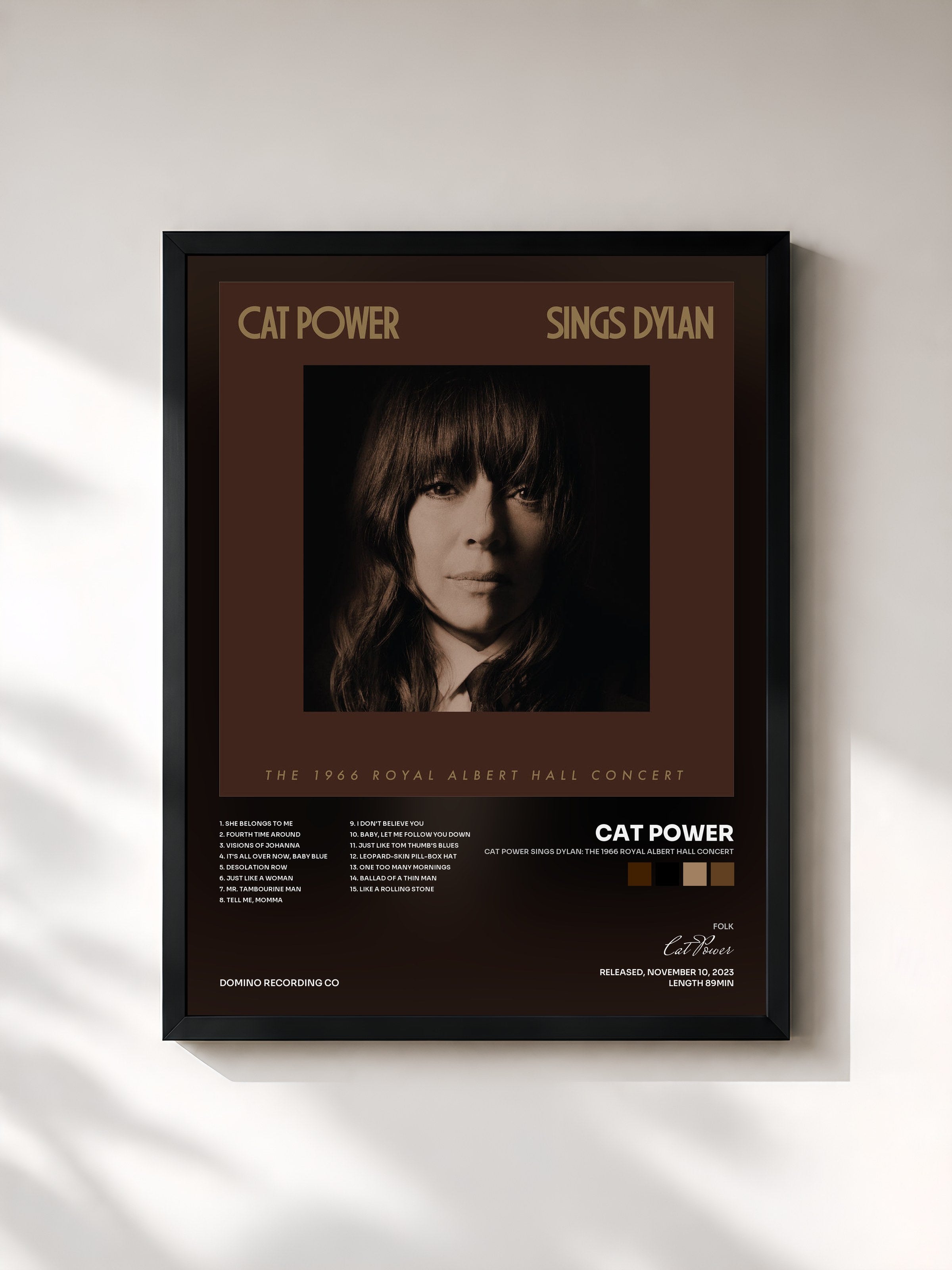 #noir Tableau de l'album Cat Power Sings Dylan: The 1966 Royal Albert Hall Concert de Cat Power, cadre noir, imprimé et encadré en France