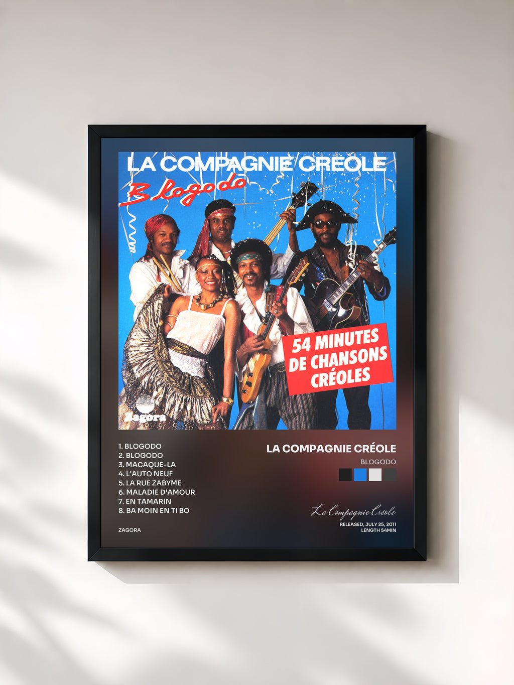 #noir Tableau de l'album Blogodo de La Compagnie Créole, cadre noir, imprimé et encadré en France