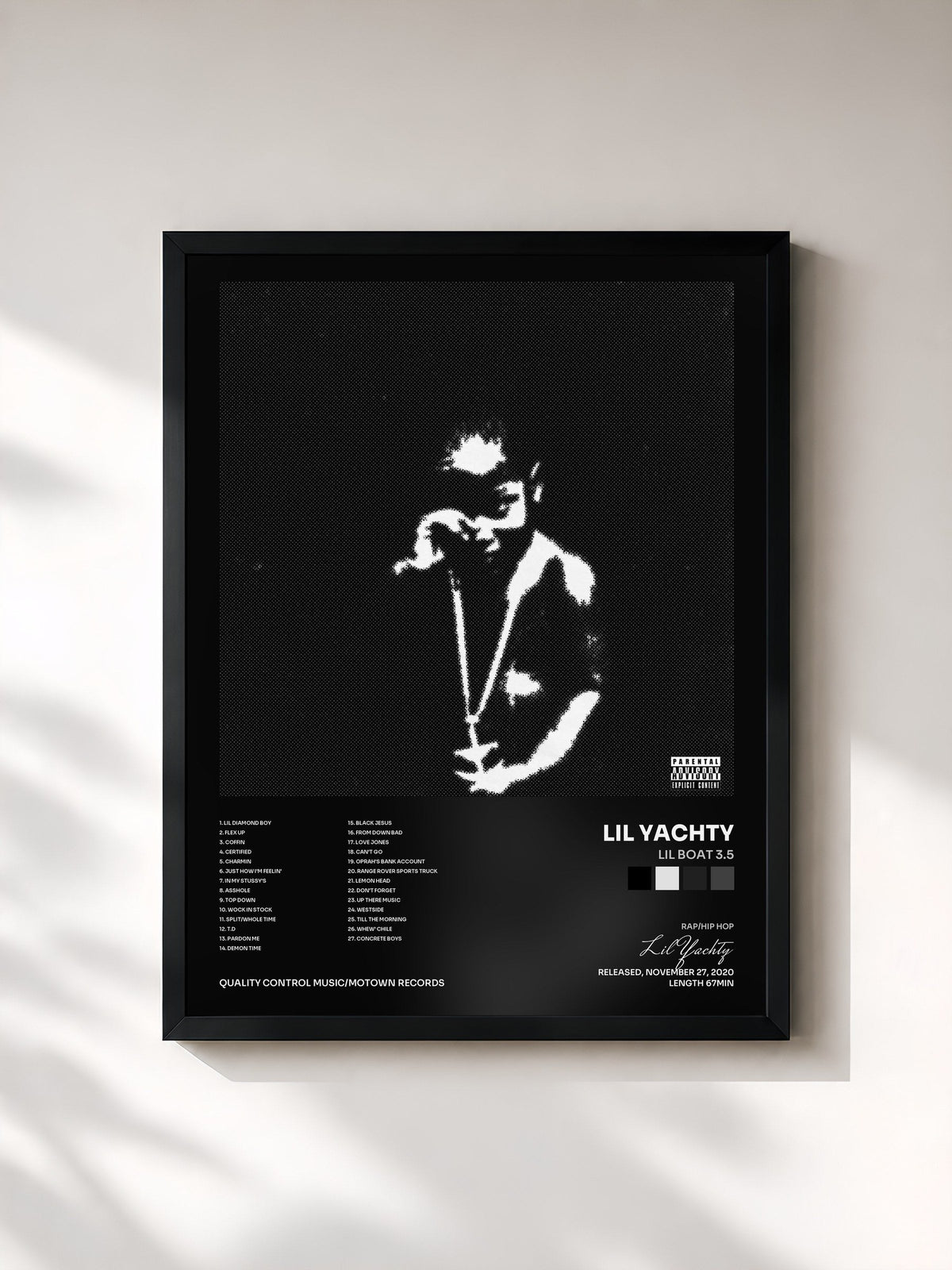 #noir Tableau de l'album Lil Boat 3.5 de Lil Yachty, cadre noir, imprimé et encadré en France