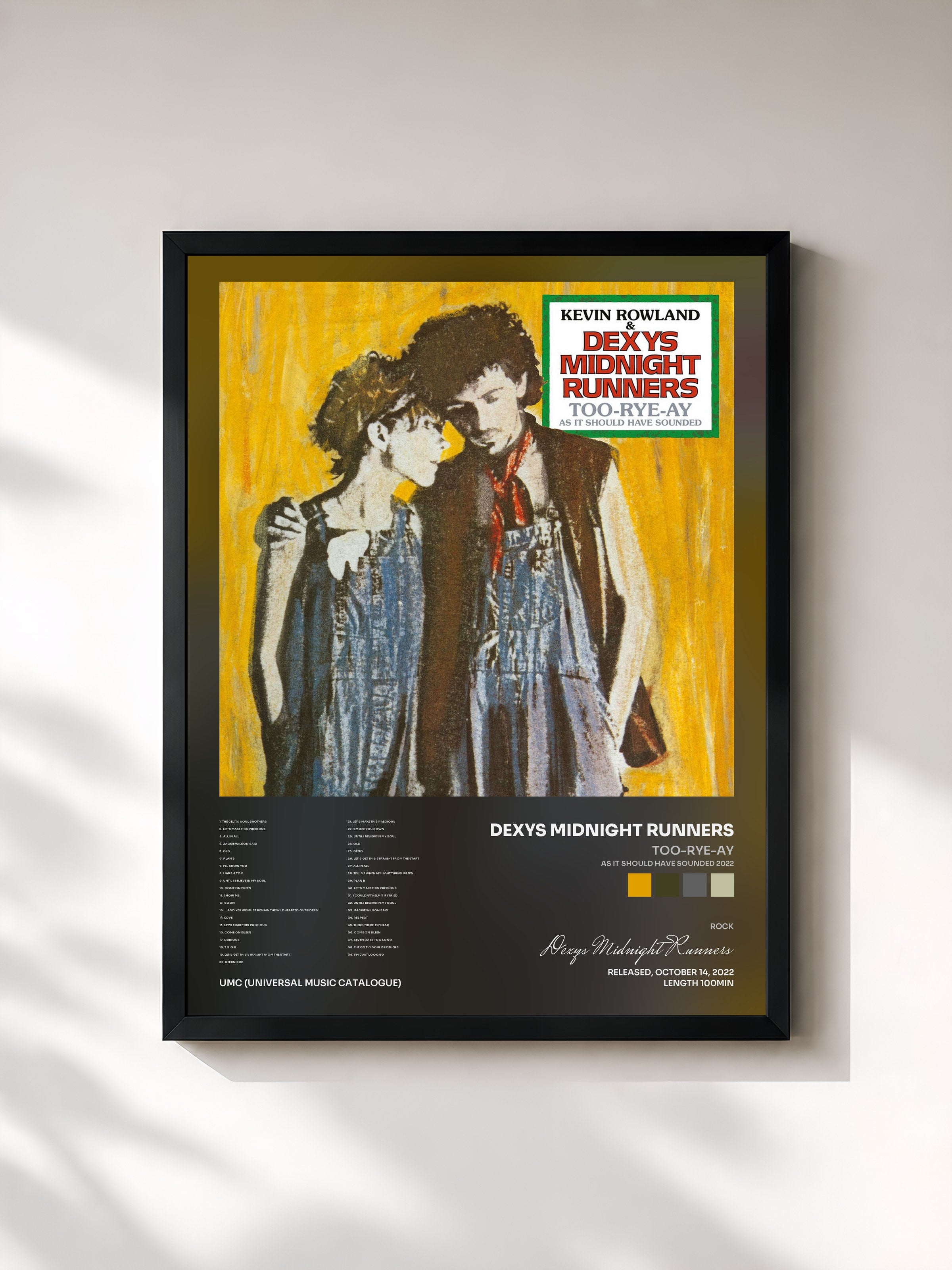 #noir Tableau de l'album Too-Rye-Ay (As It Should Have Sounded 2022) de Dexys Midnight Runners, cadre noir, imprimé et encadré en France