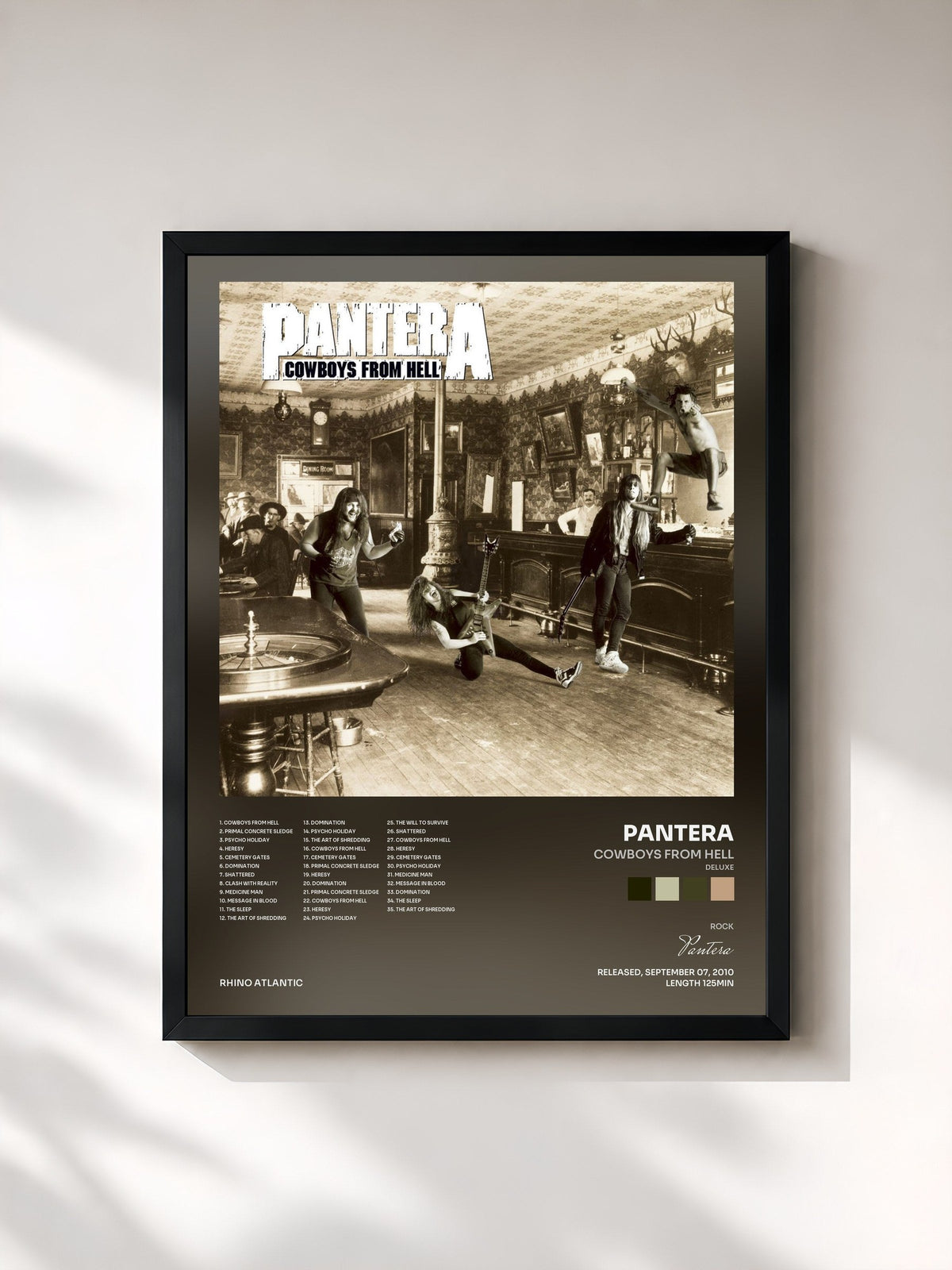 #noir Tableau de l'album Cowboys from Hell (Deluxe) de Pantera, cadre noir, imprimé et encadré en France