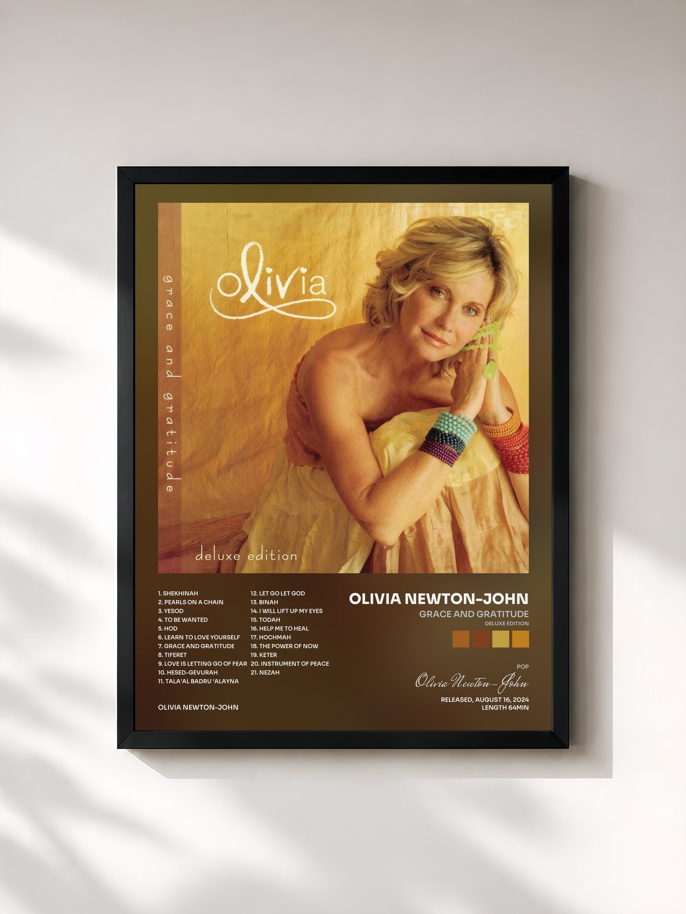 #noir Tableau de l'album Grace And Gratitude (Deluxe Edition) de Olivia Newton-John, cadre noir, imprimé et encadré en France