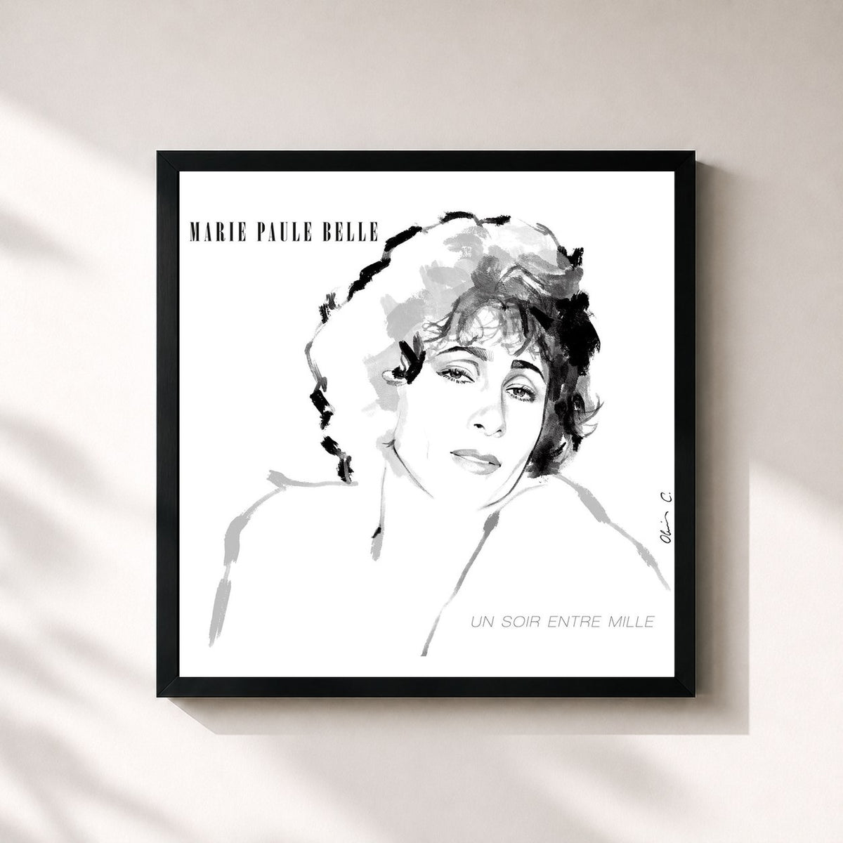 #noir Un soir entre mille by Marie-Paule Belle as a square framed art print, black 32x32 cm frame