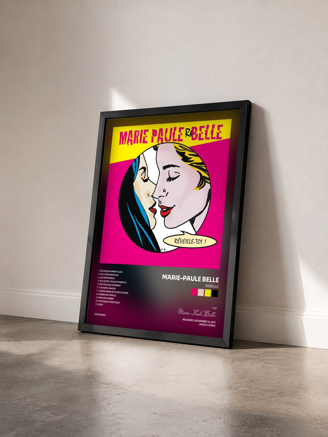 #noir Rebelle by Marie-Paule Belle as a framed art print seen at an angle, black frame