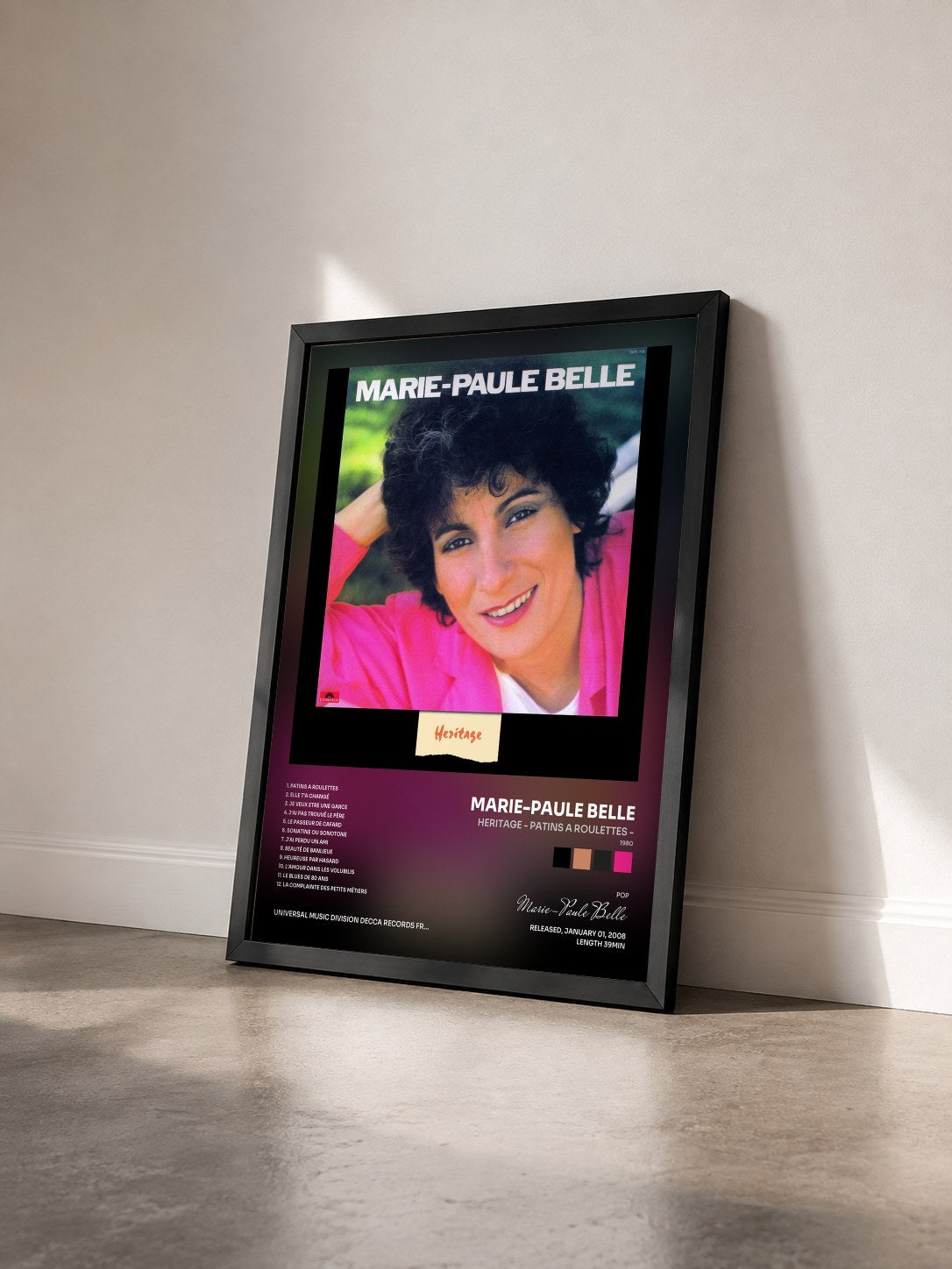 #noir Heritage - Patins A Roulettes - (1980) by Marie-Paule Belle as a framed art print seen at an angle, black frame