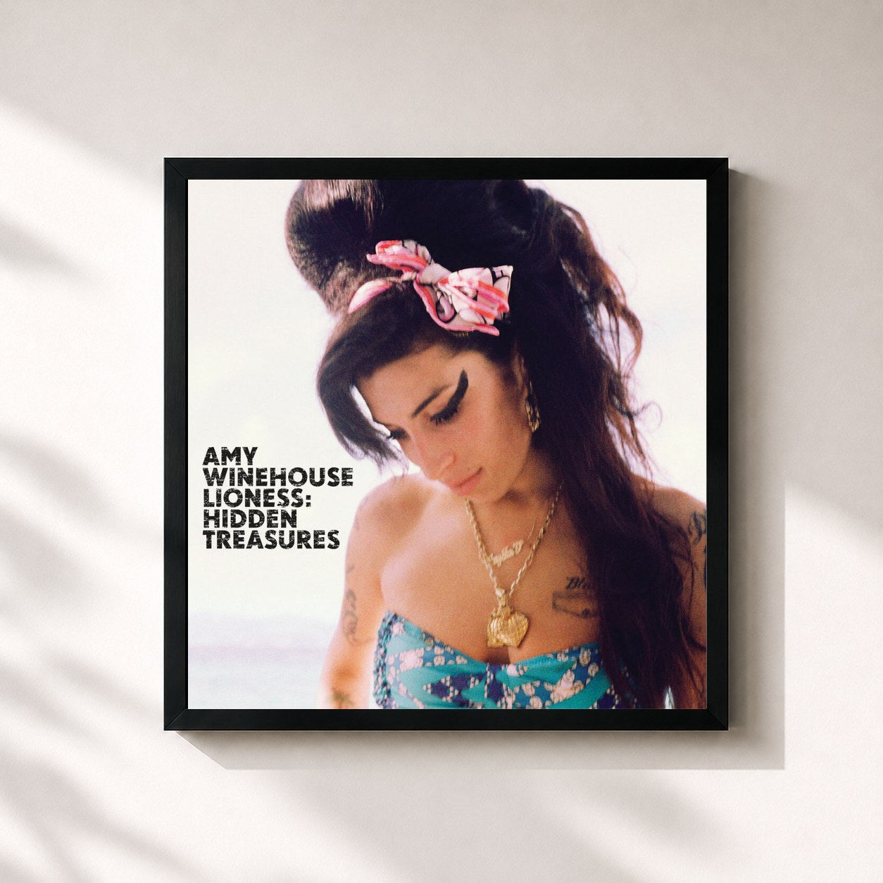 #noir Tableau carré de l'album Lioness: Hidden Treasures de Amy Winehouse, cadre noir 32x32 cm
