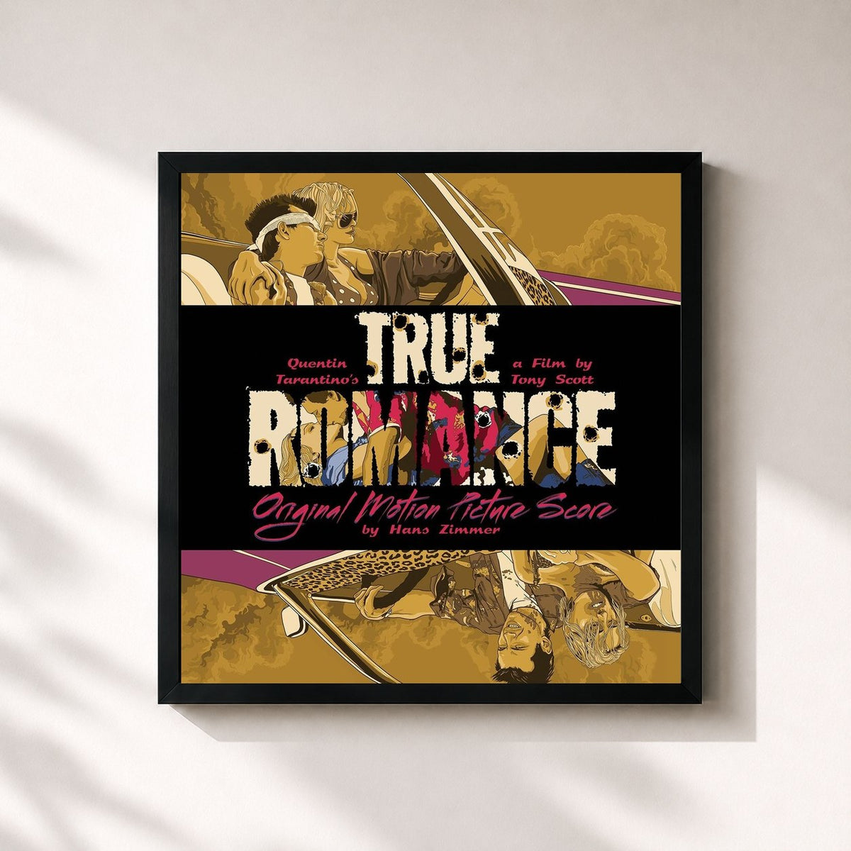 #noir Tableau carré de l'album True Romance (Original Motion Picture Score) de Hans Zimmer, cadre noir 32x32 cm