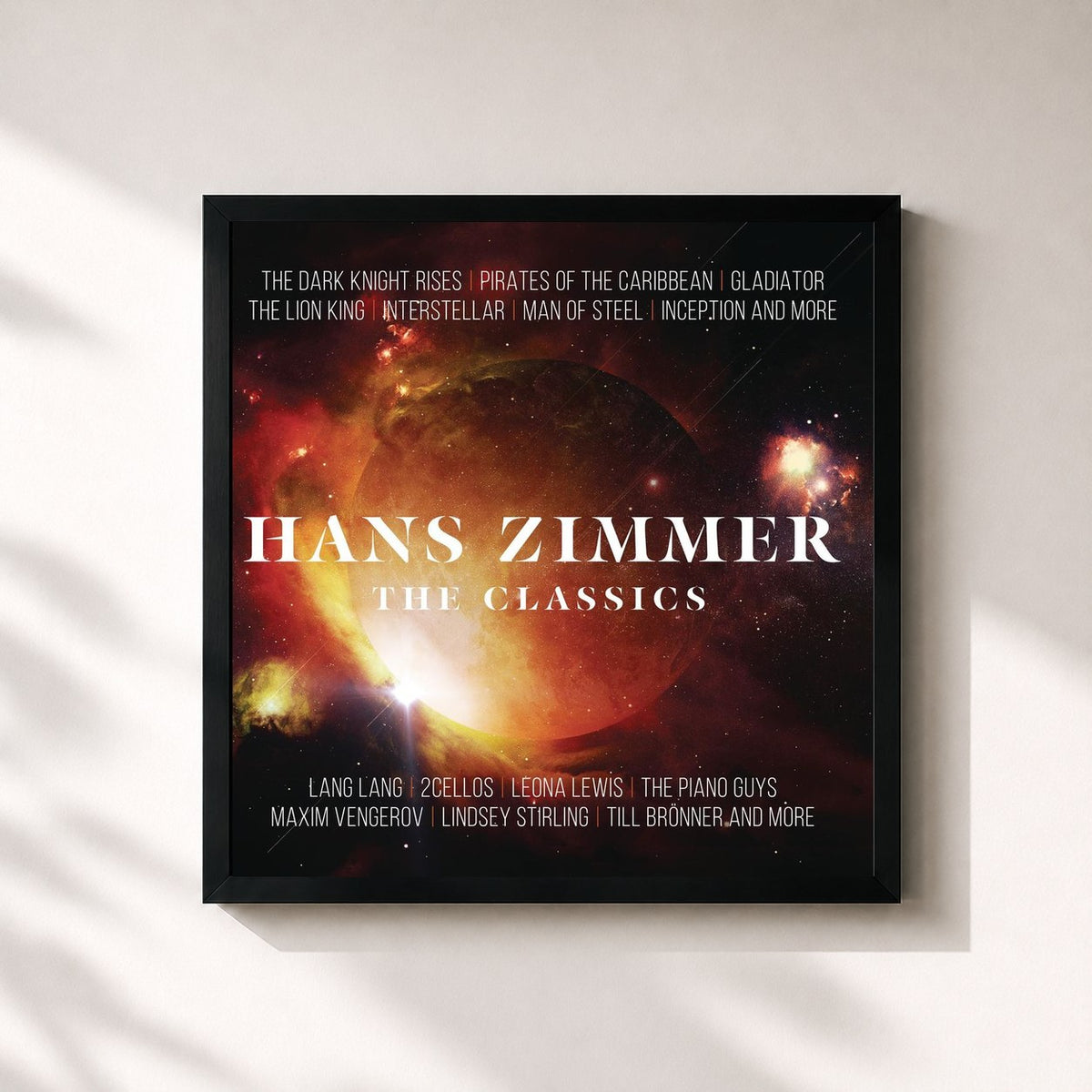 #noir Tableau carré de l'album Hans Zimmer - The Classics de Hans Zimmer, cadre noir 32x32 cm