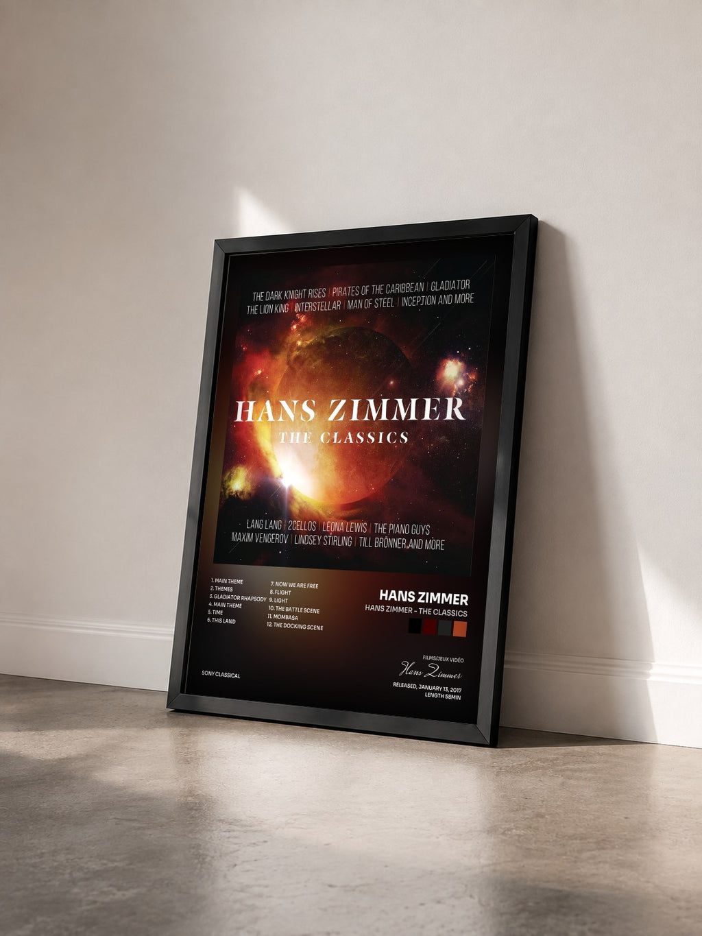 #noir Tableau de l'album Hans Zimmer - The Classics de Hans Zimmer vu de trois quarts, cadre noir