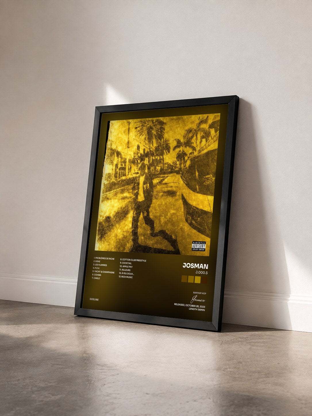 #noir Tableau de l'album J.000.$ de Josman vu de trois quarts, cadre noir