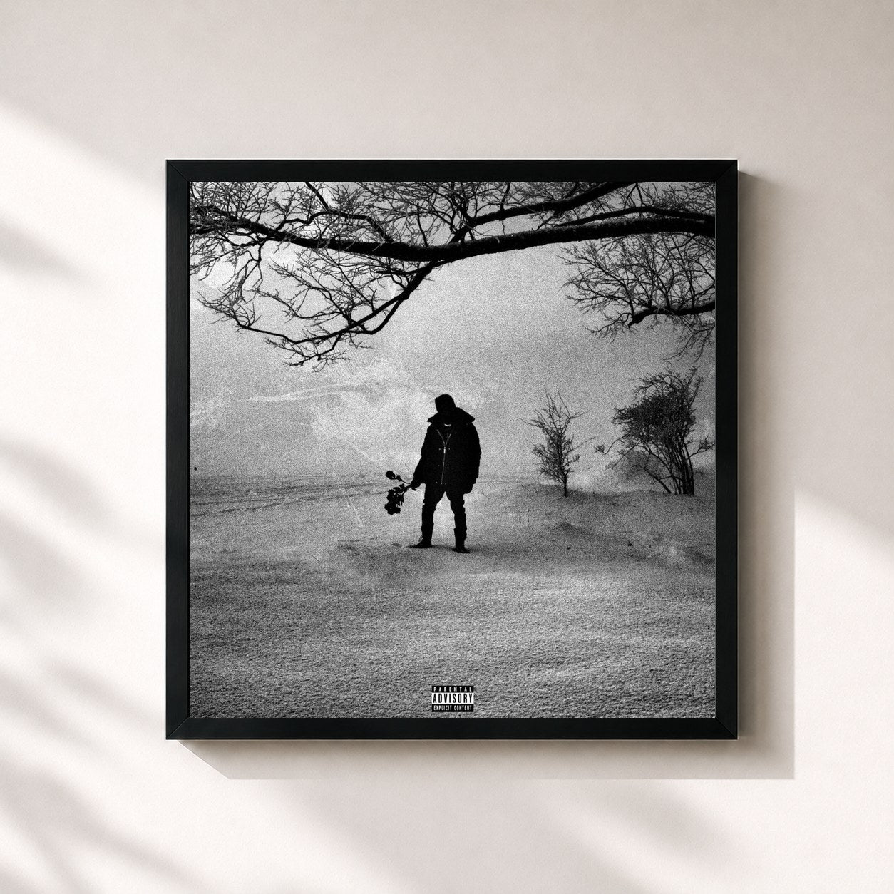 #noir M.A.N (Black Roses & Lost Feelings) by Josman as a square framed art print, black 32x32 cm frame