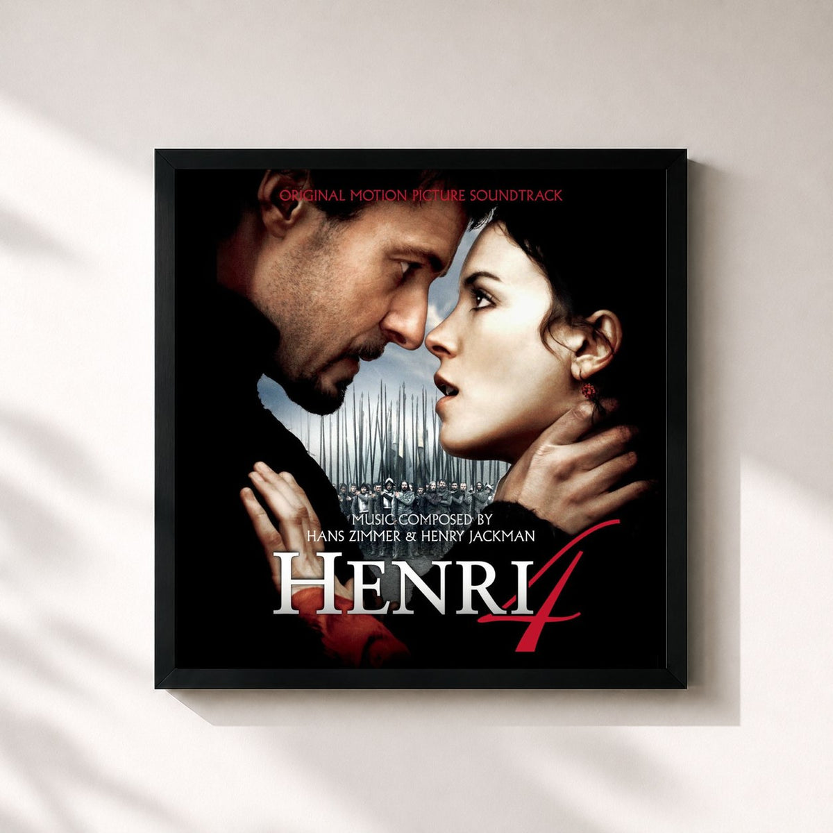 #noir Tableau carré de l'album Henri 4 de Hans Zimmer, cadre noir 32x32 cm
