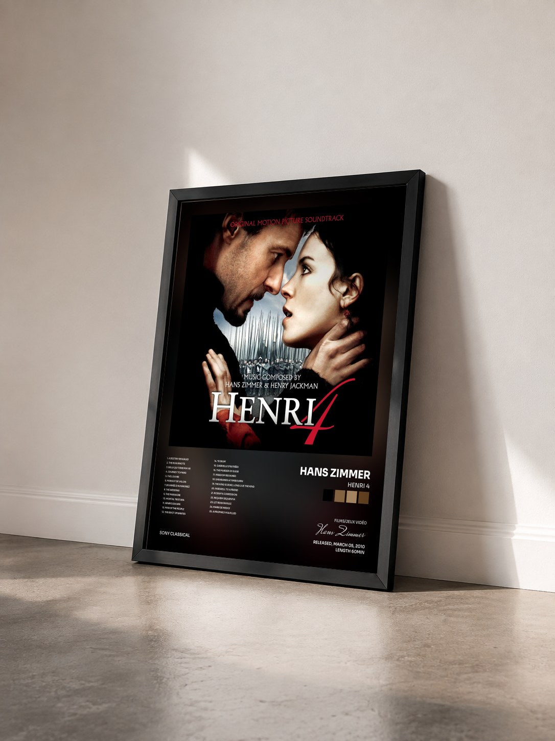 #noir Tableau de l'album Henri 4 de Hans Zimmer vu de trois quarts, cadre noir
