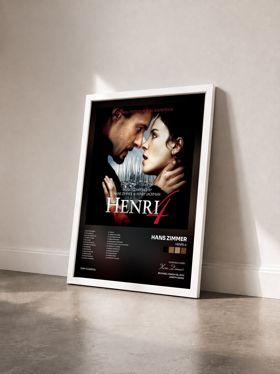 #blanc Tableau de l'album Henri 4 de Hans Zimmer vu de trois quarts, cadre blanc