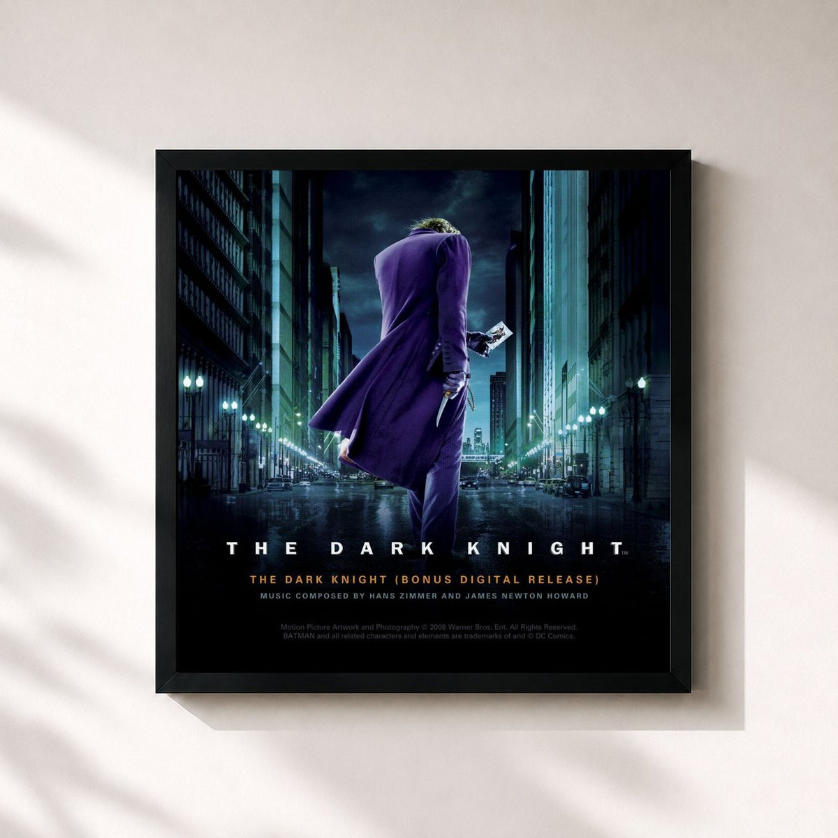 #noir The Dark Knight (Original Motion Picture Soundtrack) (Bonus Digital Release) di Hans Zimmer in stampa quadrata incorniciata, cornice nera 32x32 cm