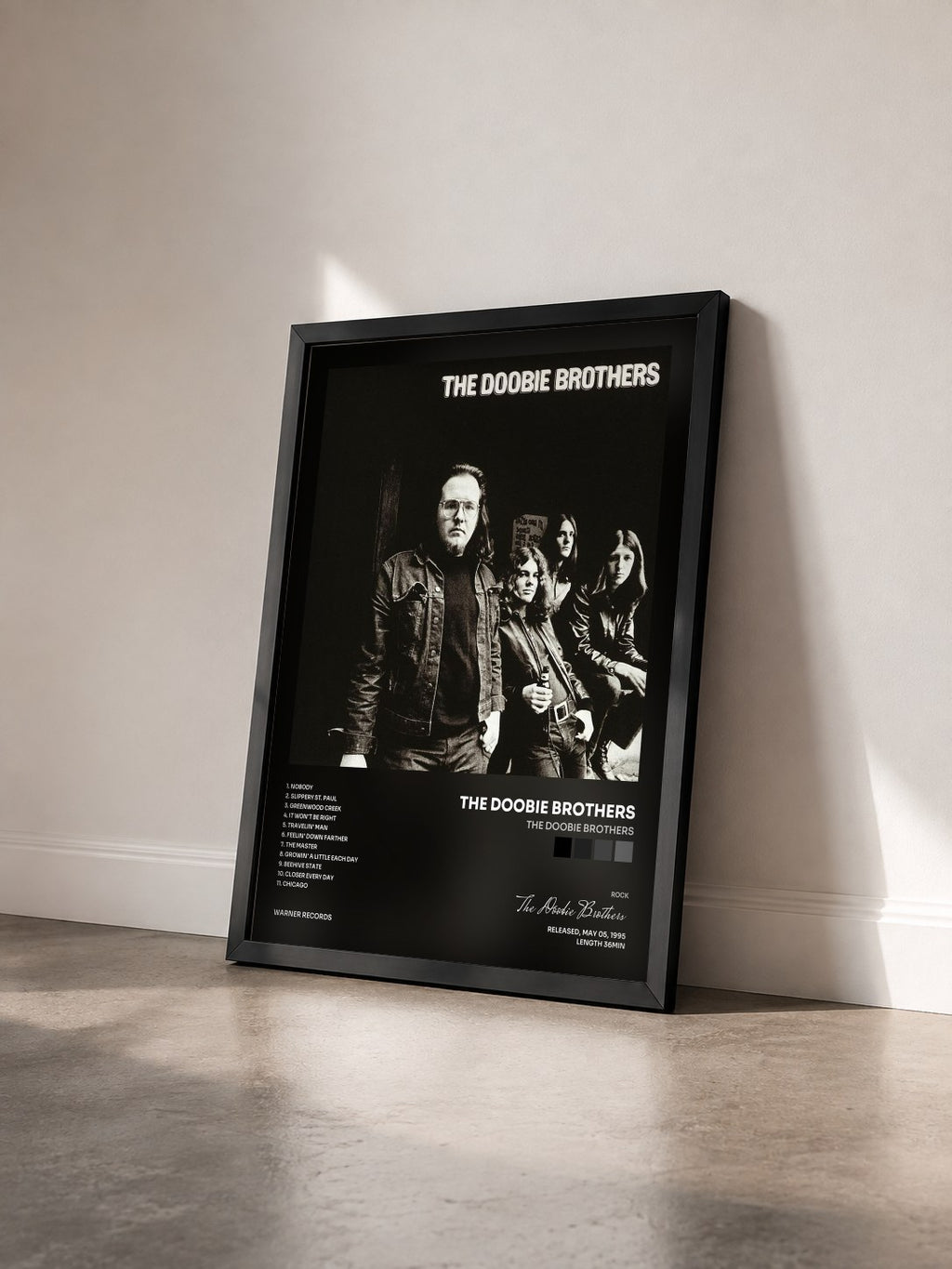 #noir Tableau de l'album The Doobie Brothers de The Doobie Brothers vu de trois quarts, cadre noir