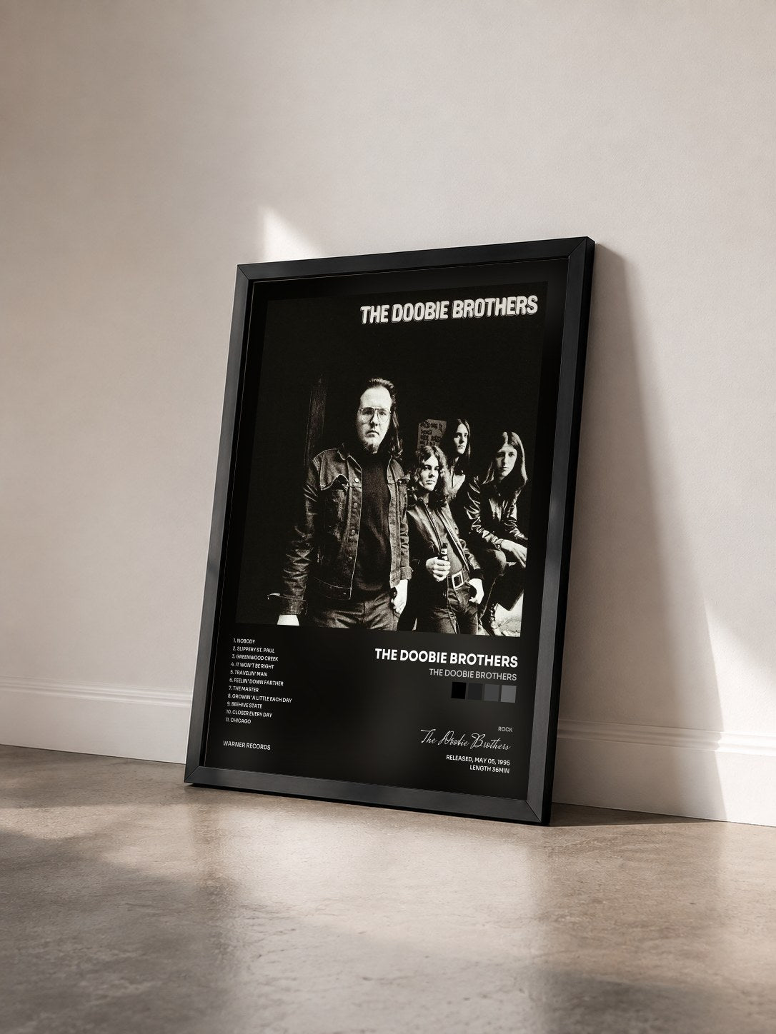 #noir Tableau de l'album The Doobie Brothers de The Doobie Brothers vu de trois quarts, cadre noir