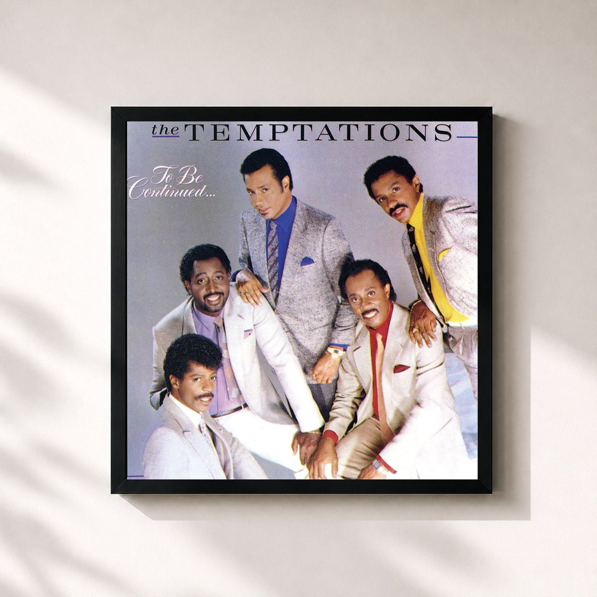 #noir Tableau carré de l'album To Be Continued... de The Temptations, cadre noir 32x32 cm