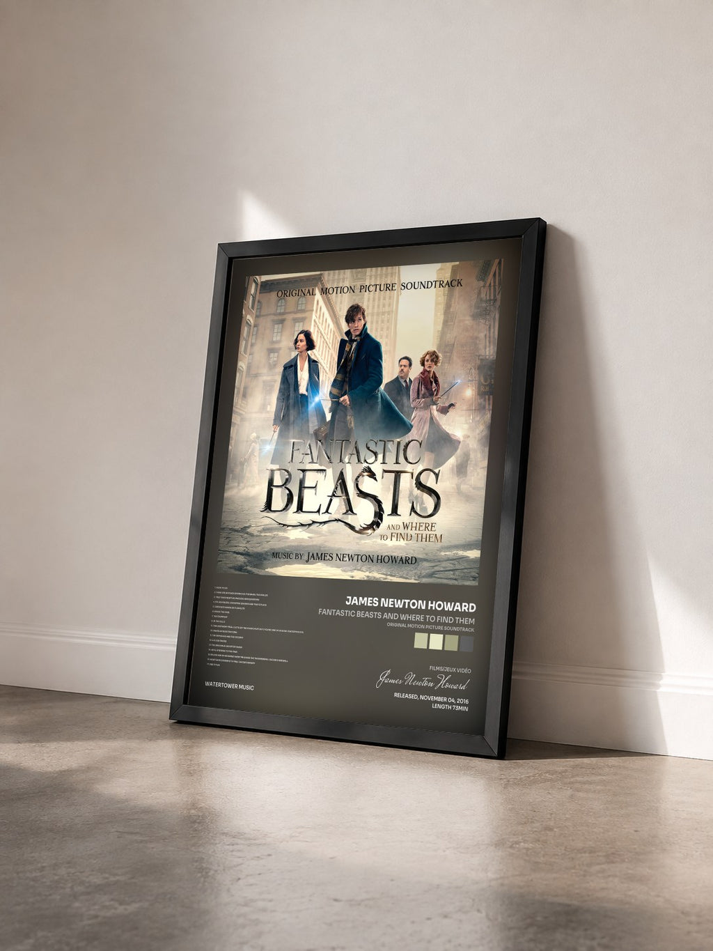 #noir Fantastic Beasts and Where to Find Them (Original Motion Picture Soundtrack) de James Newton Howard en lámina enmarcada vista de tres cuartos, marco negro