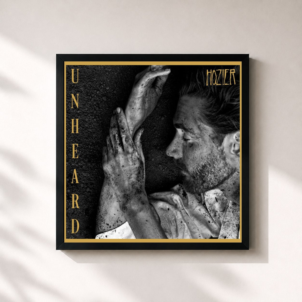 #noir Tableau carré de l'album Unheard de Hozier, cadre noir 32x32 cm