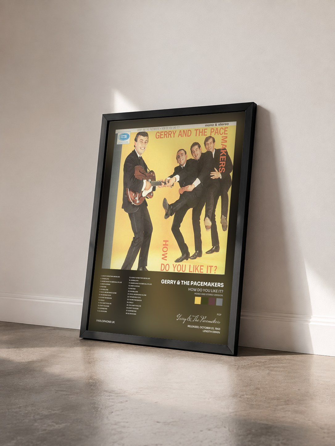 #noir Tableau de l'album How Do You Like It? (Mono And Stereo Version) de Gerry & The Pacemakers vu de trois quarts, cadre noir