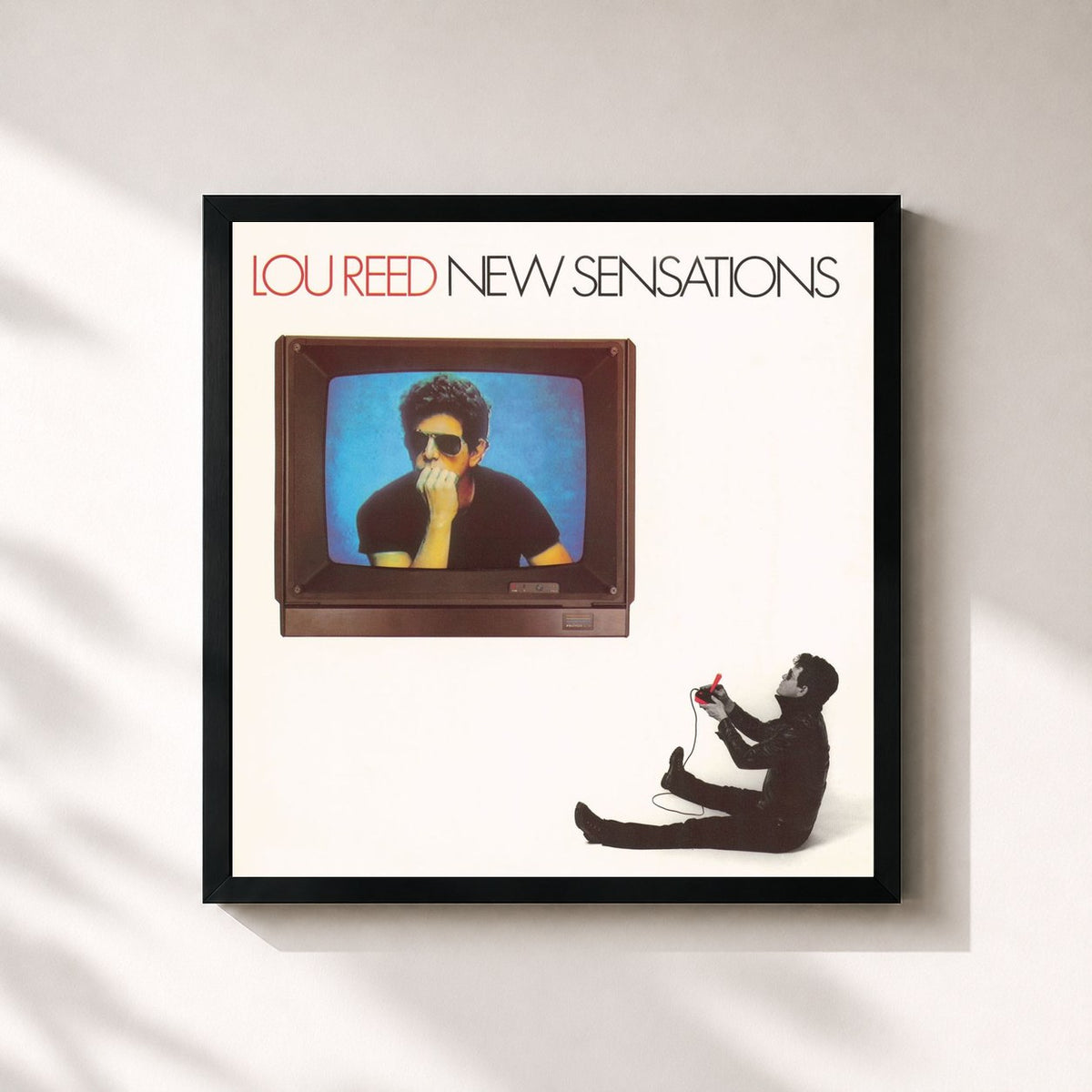 #noir Tableau carré de l'album New Sensations de Lou Reed, cadre noir 32x32 cm