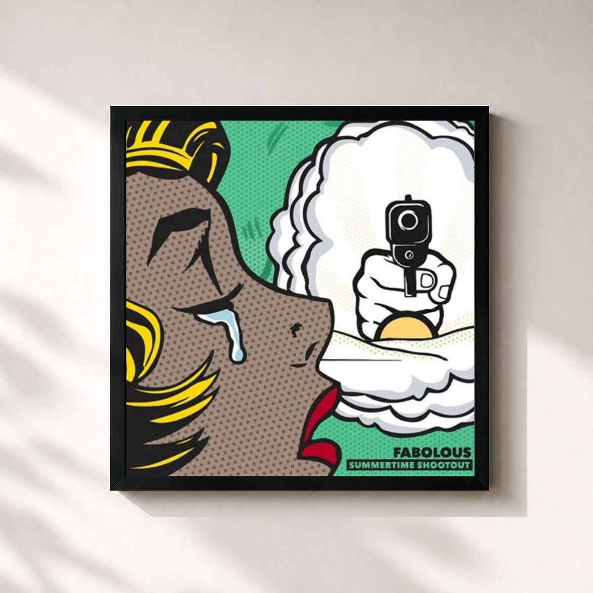 #noir Tableau carré de l'album Summertime Shootout de Fabolous, cadre noir 32x32 cm