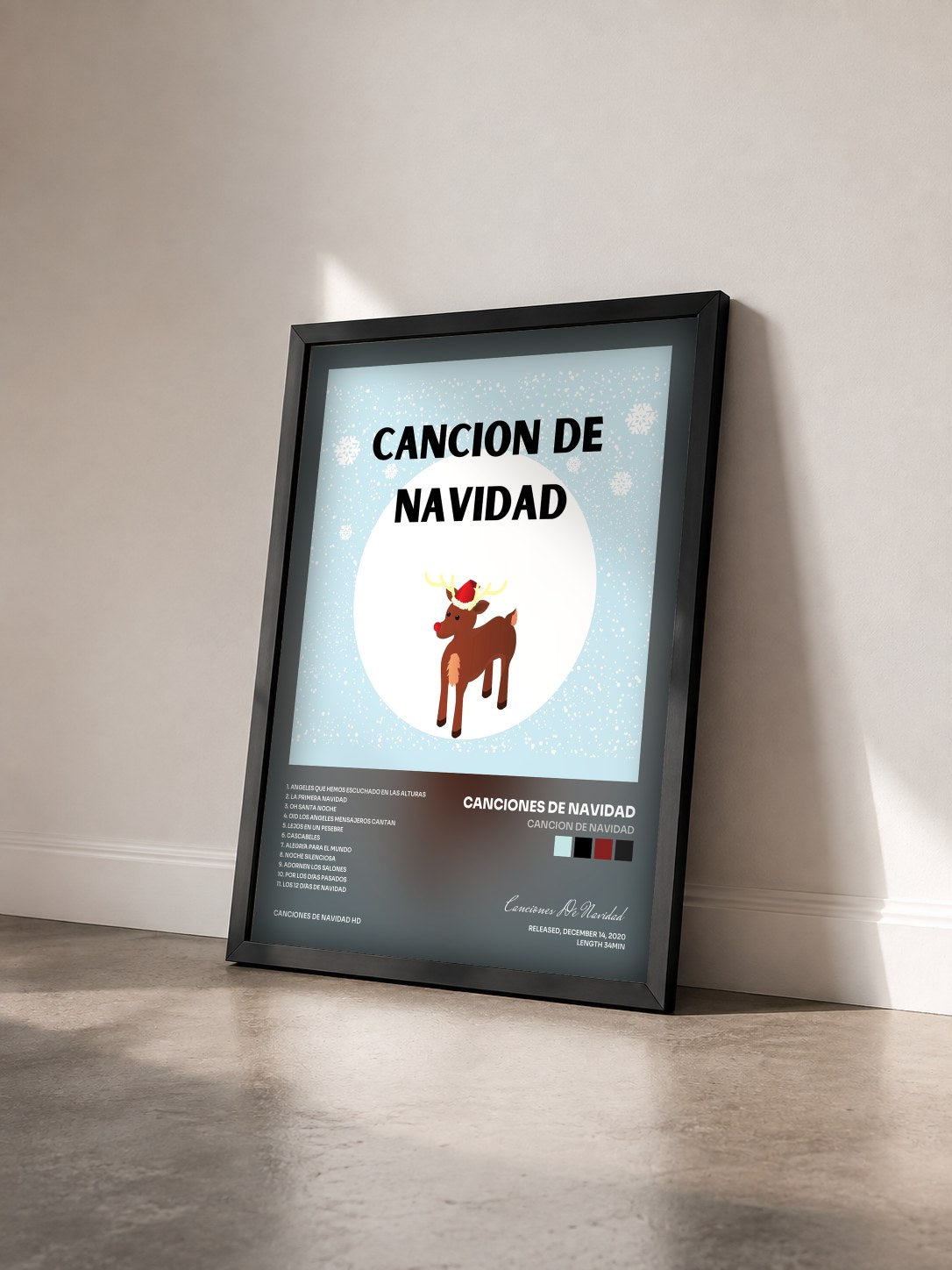 #noir Tableau de l'album Cancion De Navidad de Canciones De Navidad vu de trois quarts, cadre noir