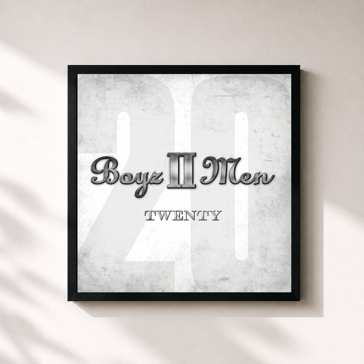 #noir Tableau carré de l'album Twenty de Boyz II Men, cadre noir 32x32 cm