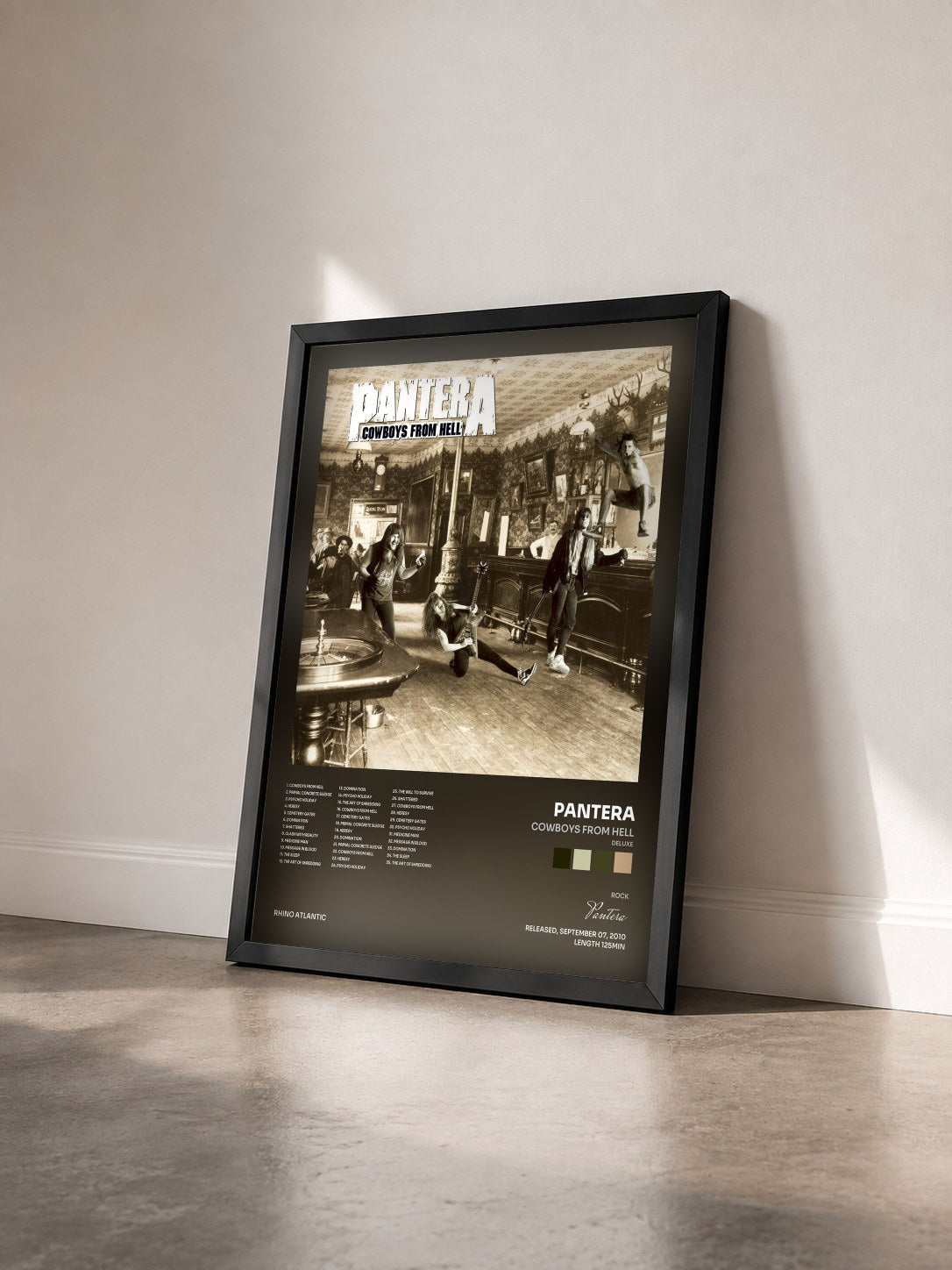 #noir Tableau de l'album Cowboys from Hell (Deluxe) de Pantera vu de trois quarts, cadre noir