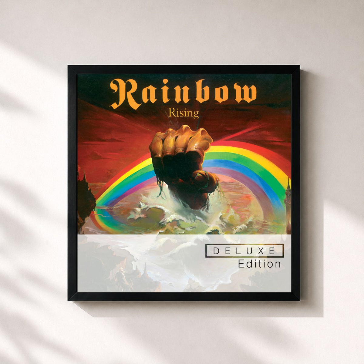 #noir Tableau carré de l'album Rising (Deluxe Edition) de Rainbow, cadre noir 32x32 cm