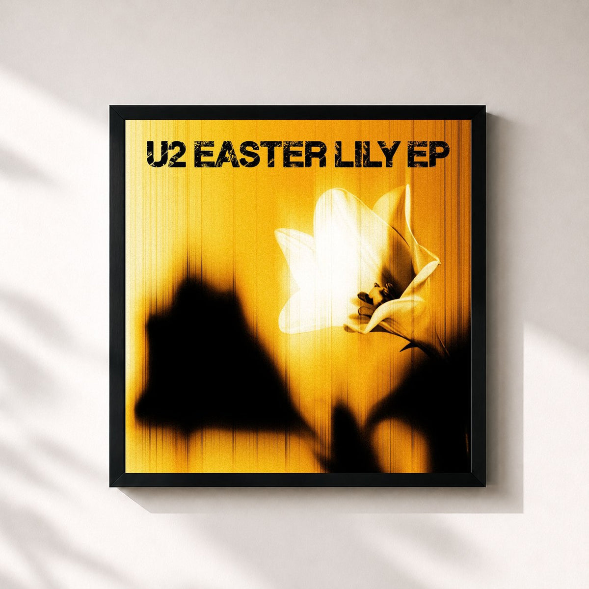 #noir Tableau carré de l'album Easter Lily EP de U2, cadre noir 32x32 cm