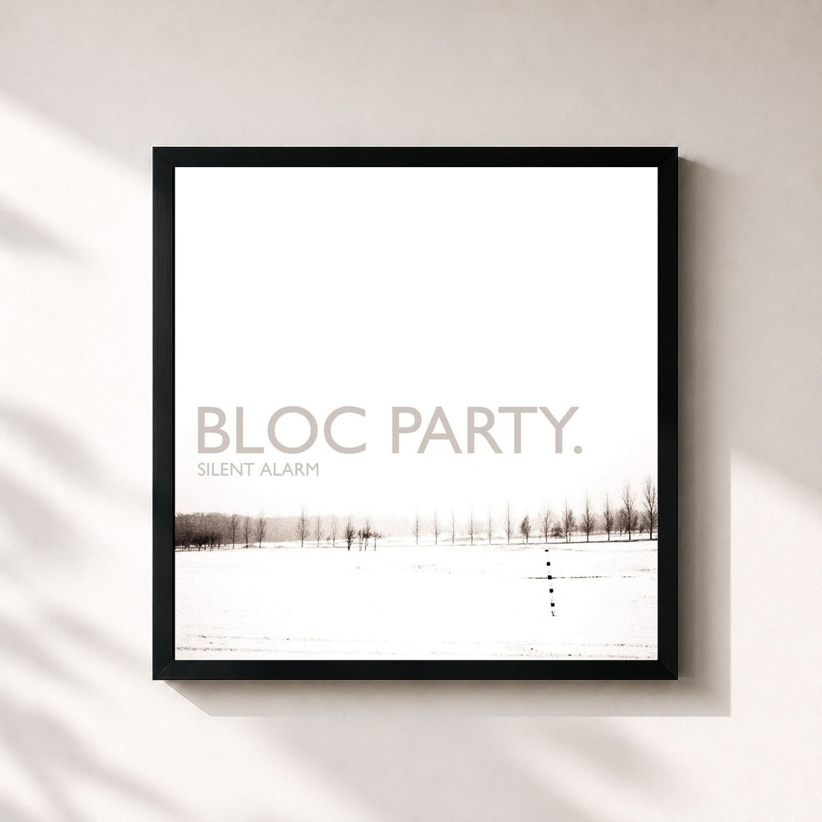 #noir Silent Alarm de Bloc Party en lámina cuadrada enmarcada, marco negro de 32x32 cm