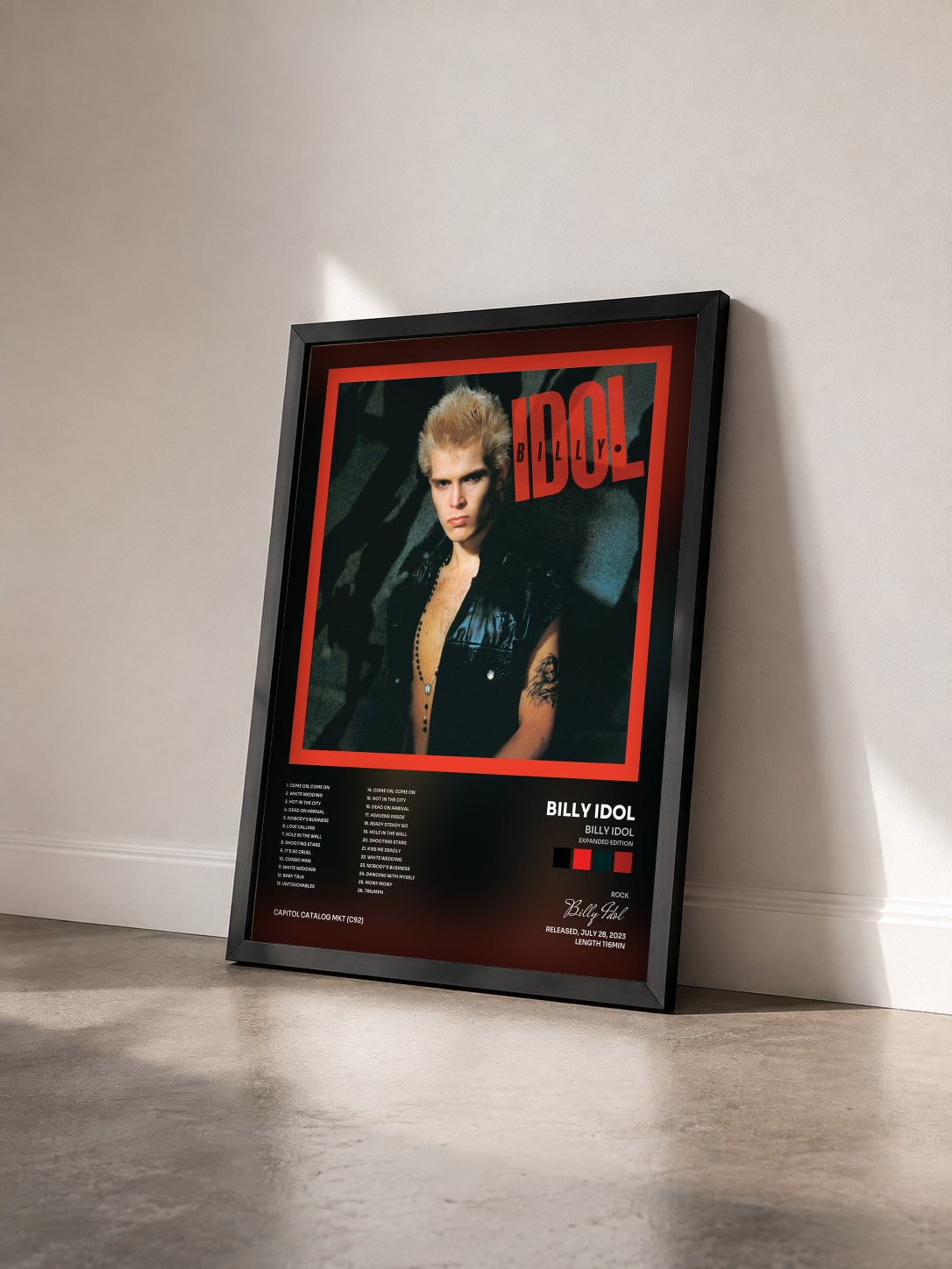 #noir Tableau de l'album Billy Idol (Expanded Edition) de Billy Idol vu de trois quarts, cadre noir
