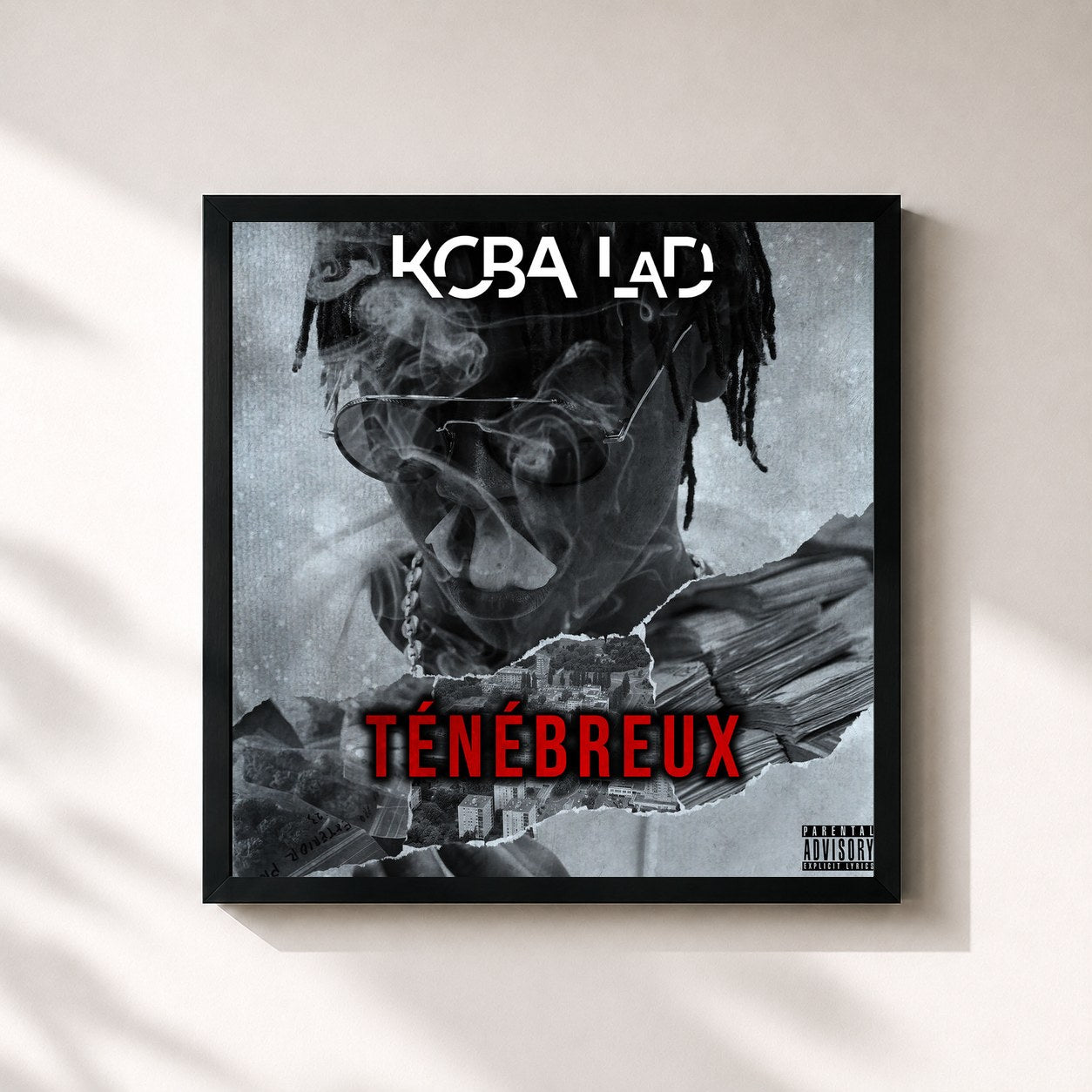 #noir Tableau carré de l'album Ténébreux de Koba LaD, cadre noir 32x32 cm