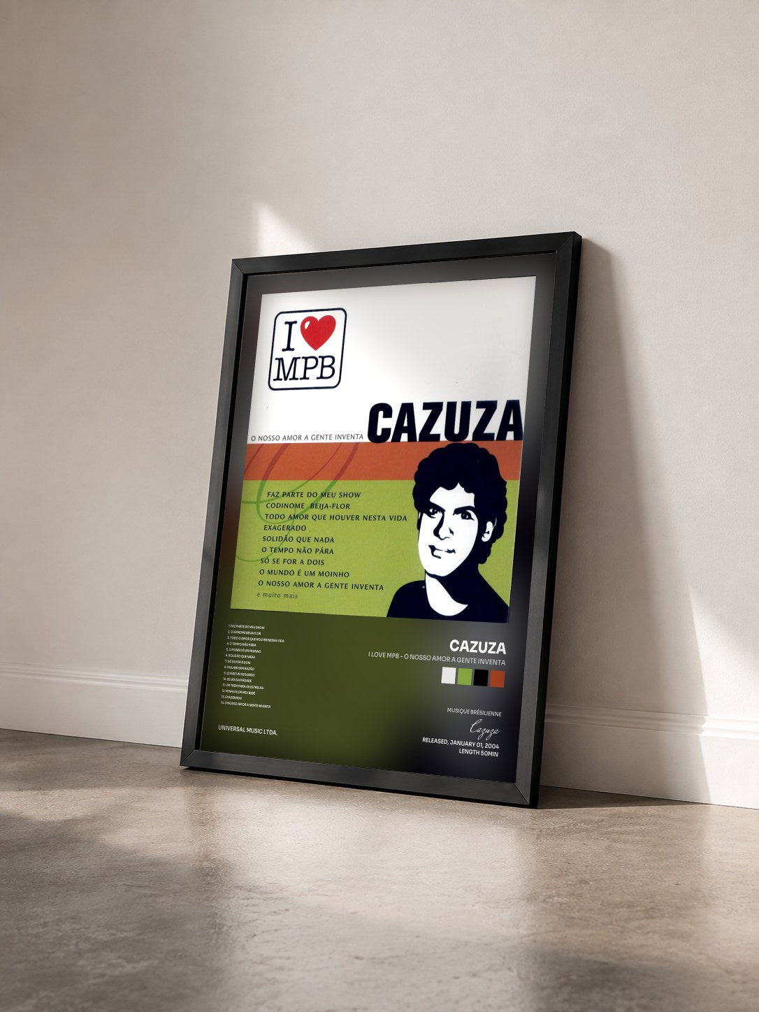 #noir Tableau de l'album I Love MPB - O Nosso Amor A Gente Inventa de Cazuza vu de trois quarts, cadre noir