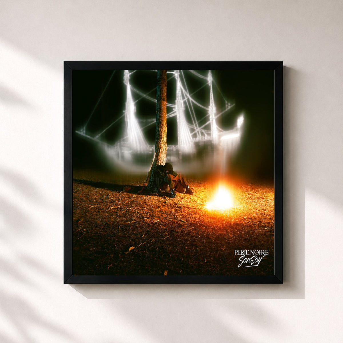 #noir Tableau carré de l'album PERLE NOIRE de SenSey', cadre noir 32x32 cm