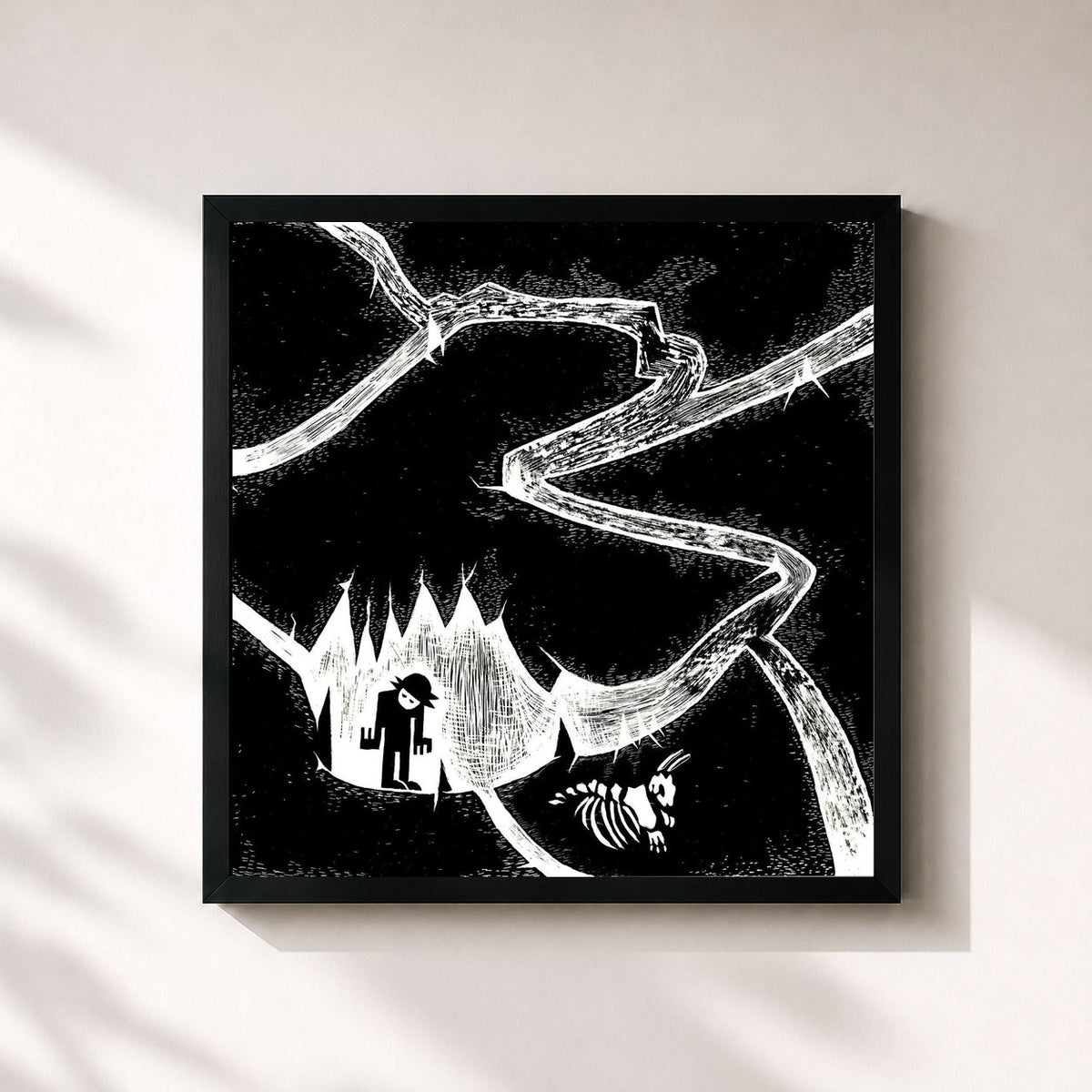 #noir Tableau carré de l'album 3ème Cycle de H JeuneCrack, cadre noir 32x32 cm