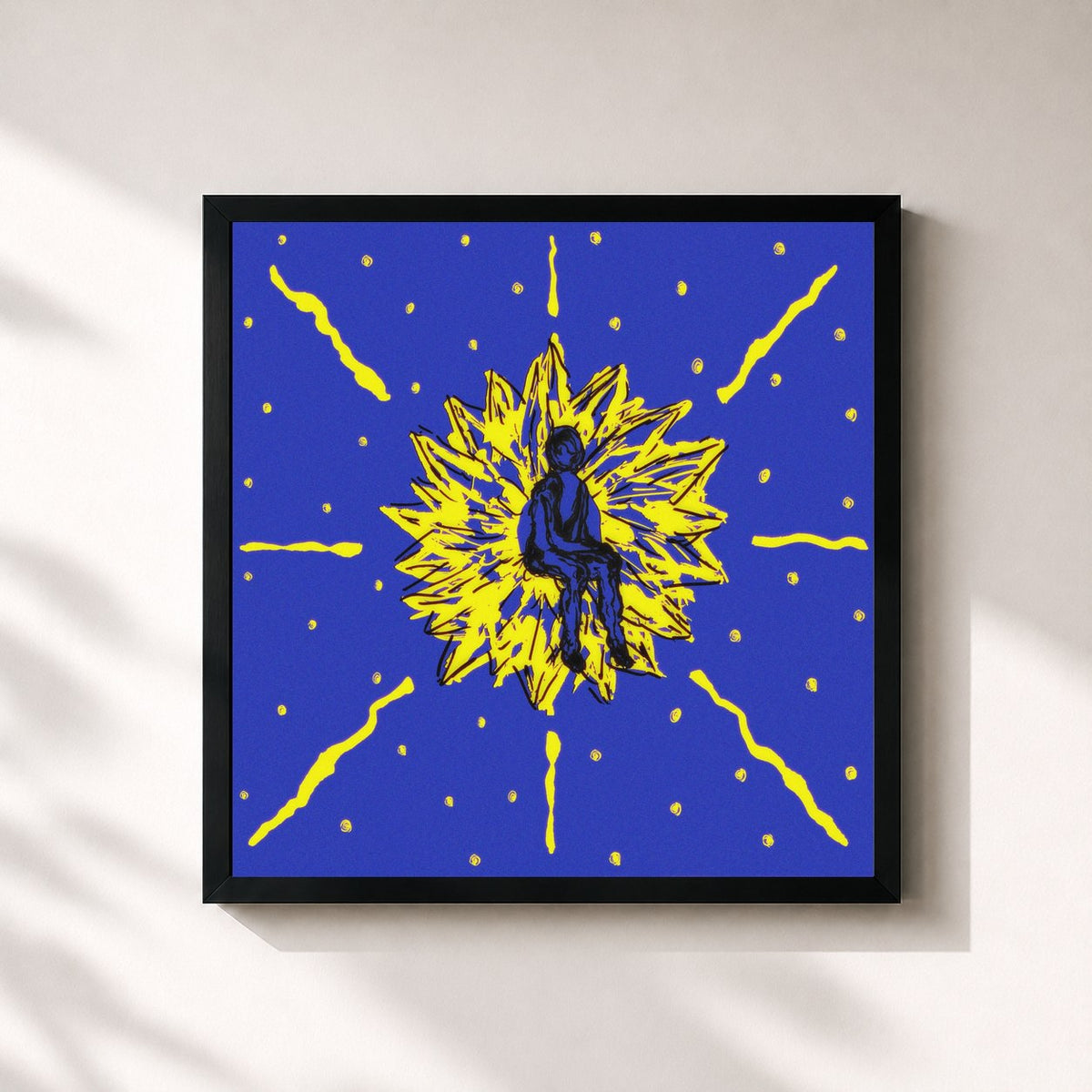 #noir NOVAE von Yvnnis als quadratischer Kunstdruck, schwarzer Rahmen 32x32 cm